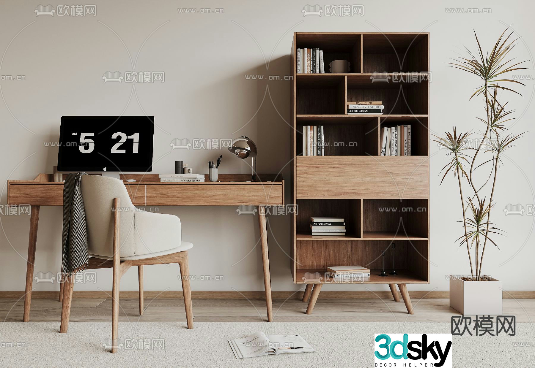 wabi-sabi desk computer desk study desk 3d model