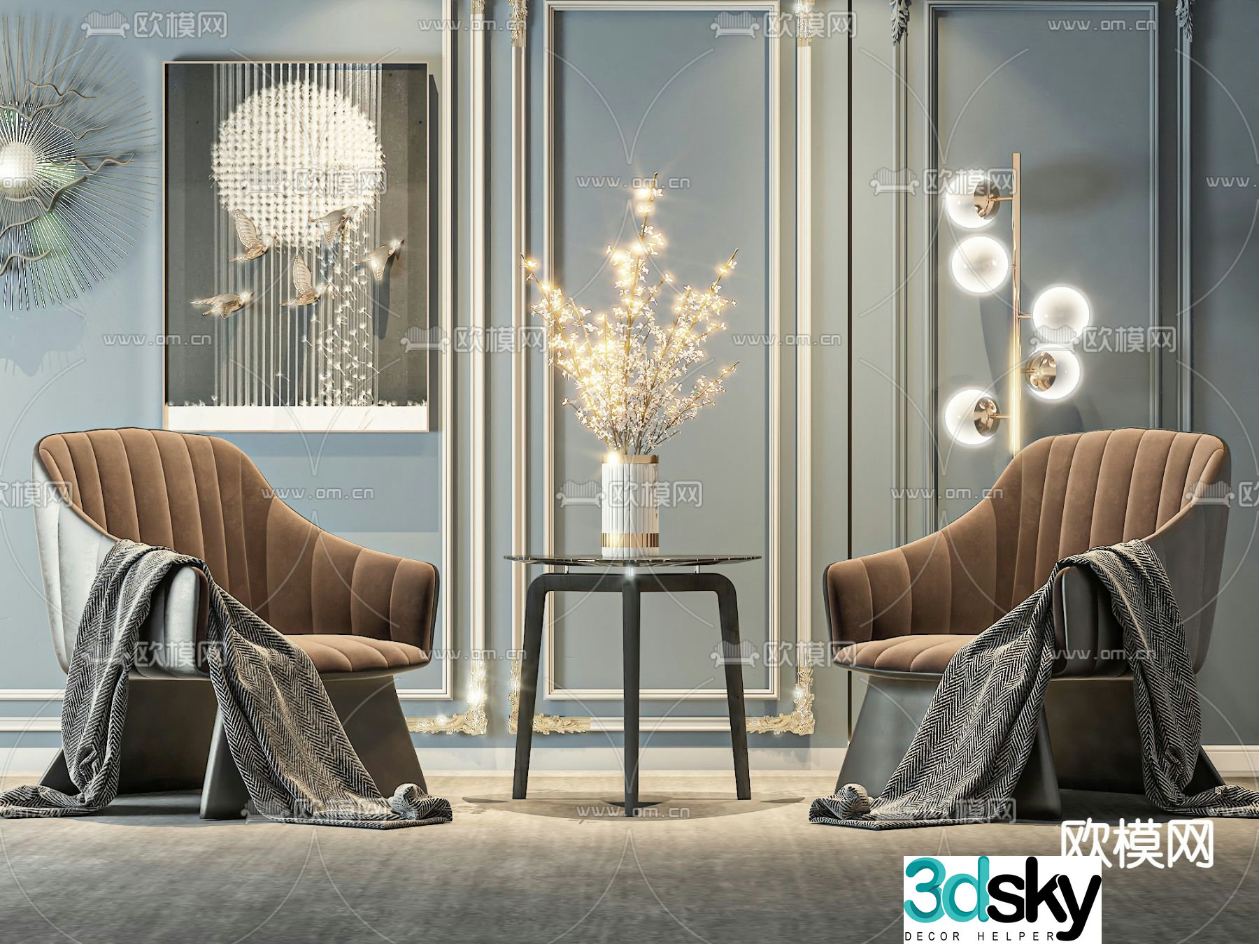 Modern sofa chair leisure chair table 3d model
