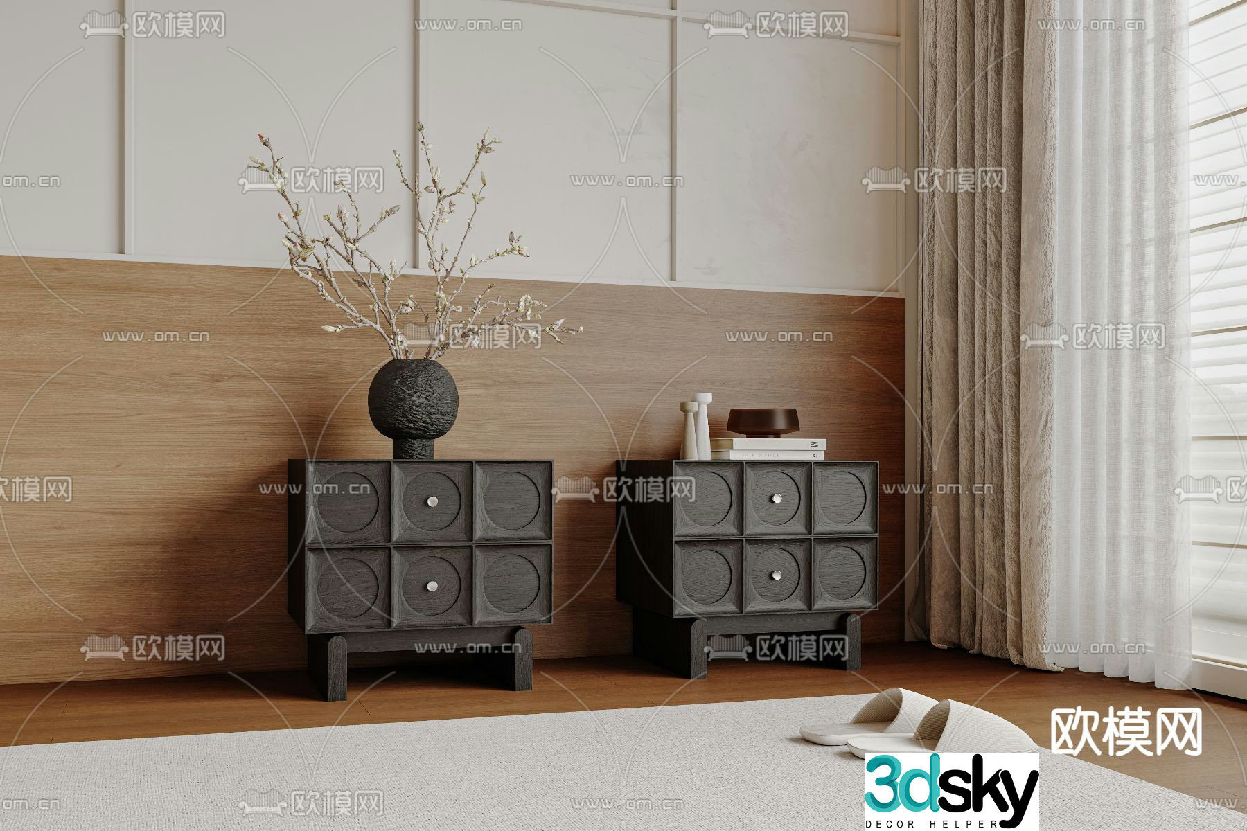Medieval style bedside table 3d model