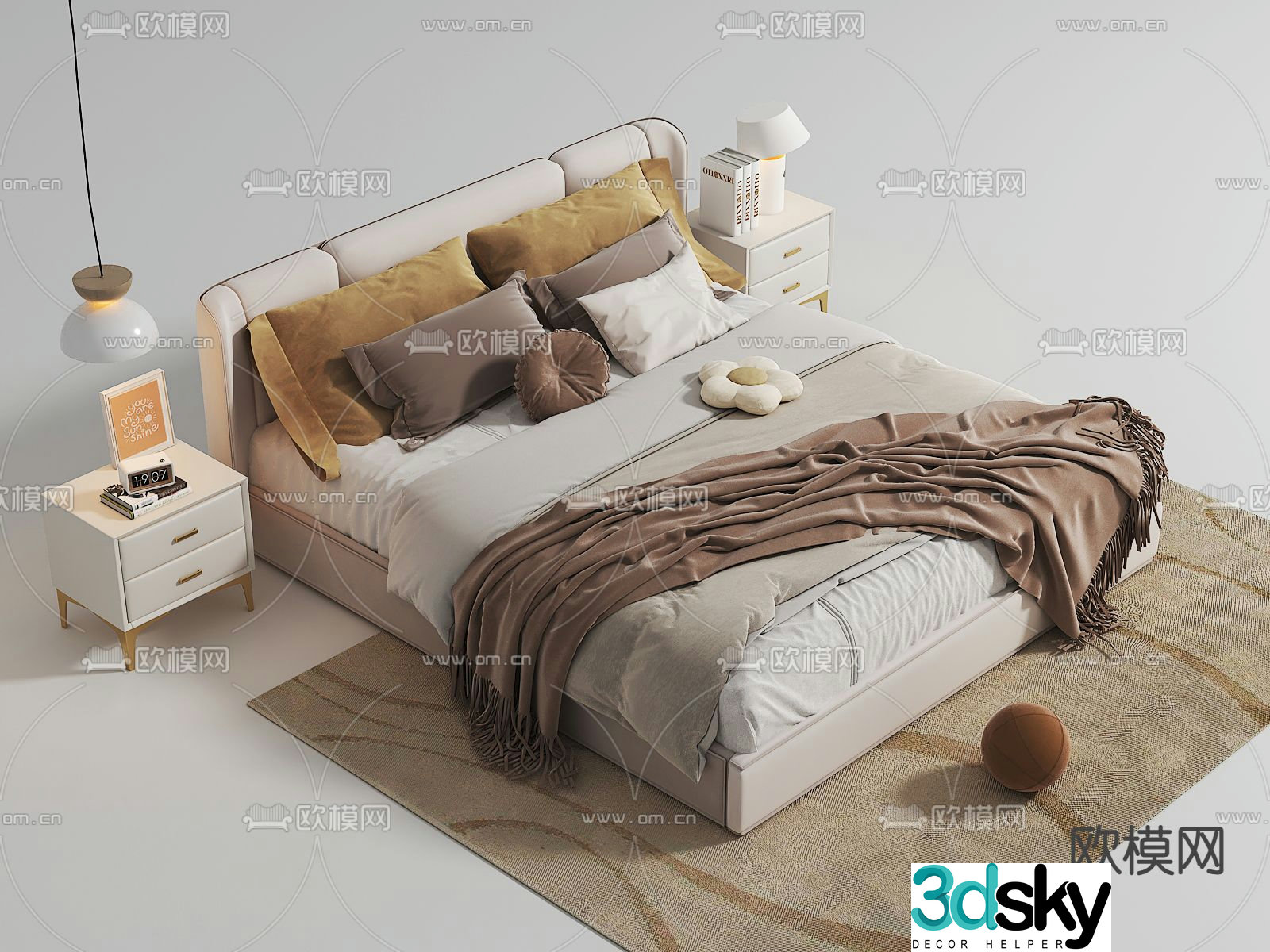 Modern double bed 3d model