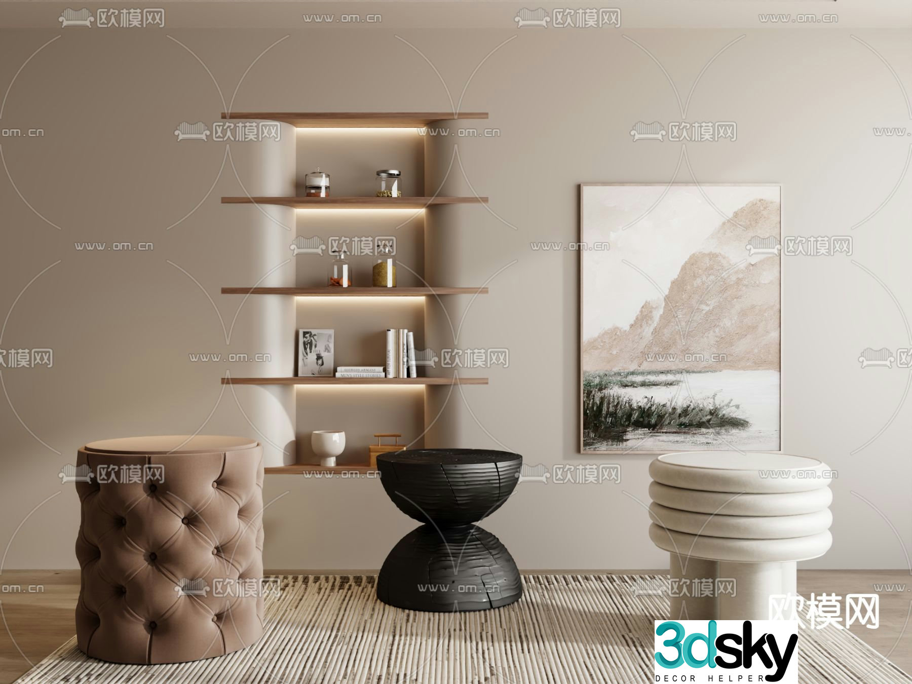 Stool sofa stool low stool 3d model