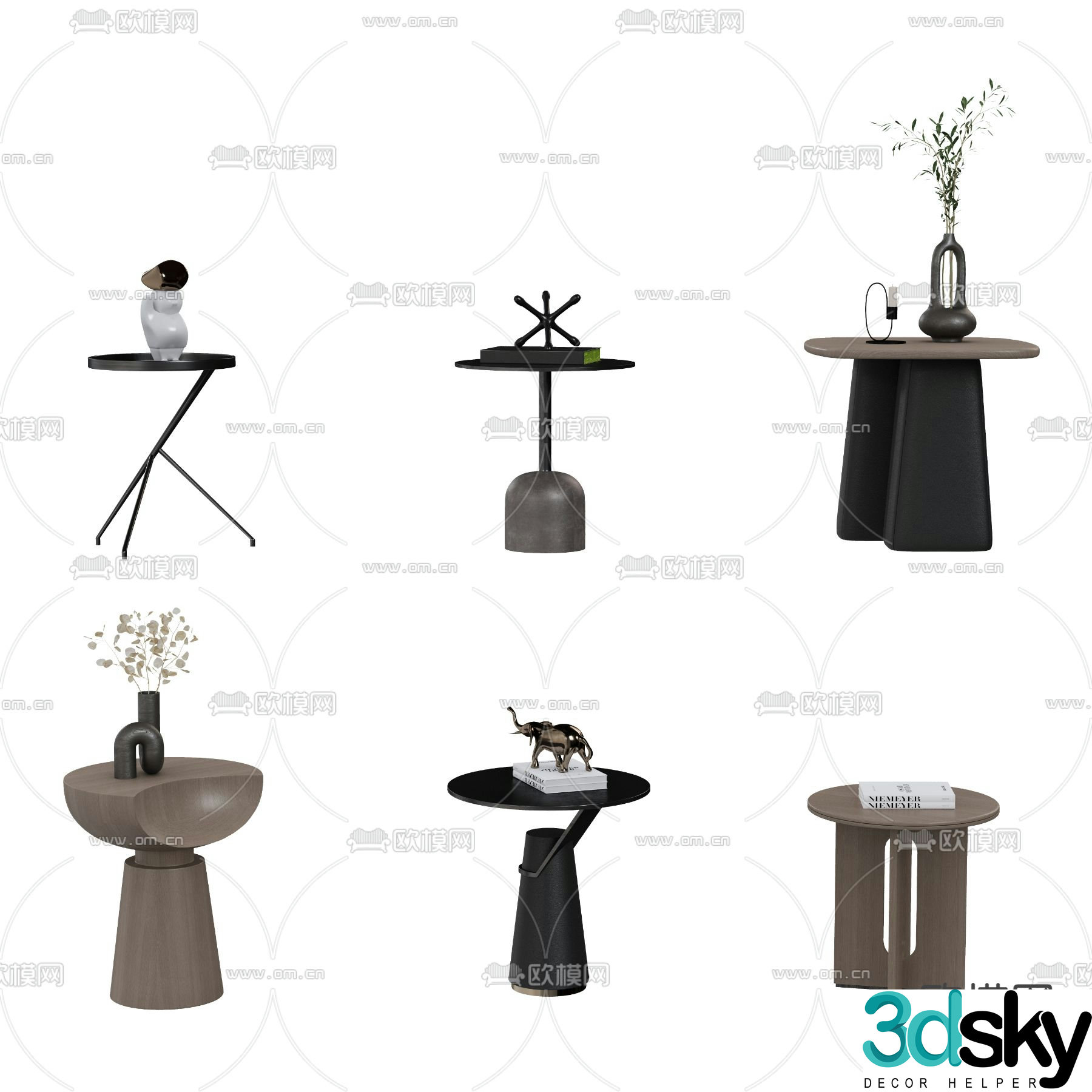 Modern round table side table angle table 3D model