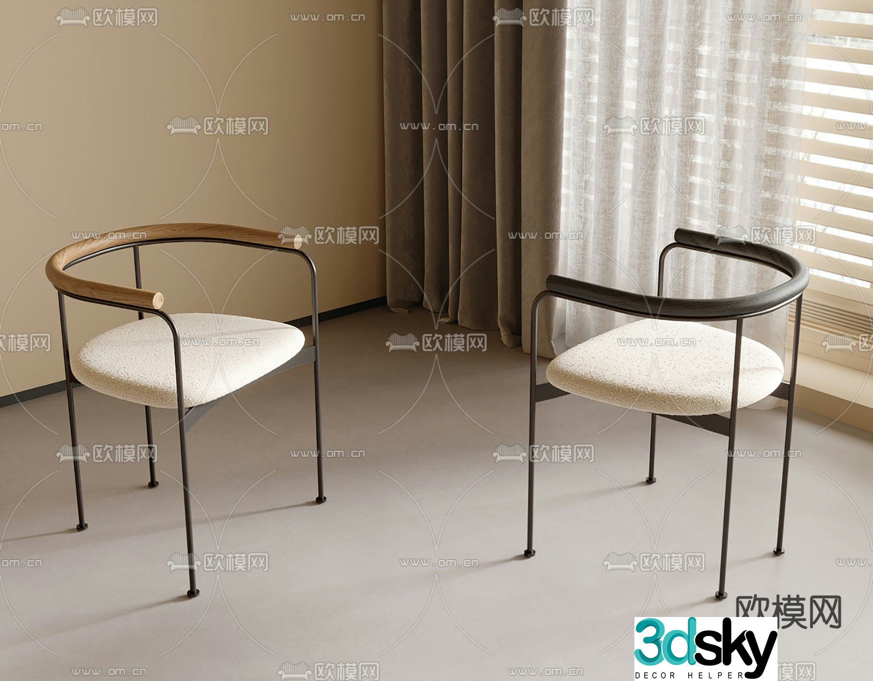 Modern chair dining chair 3d model