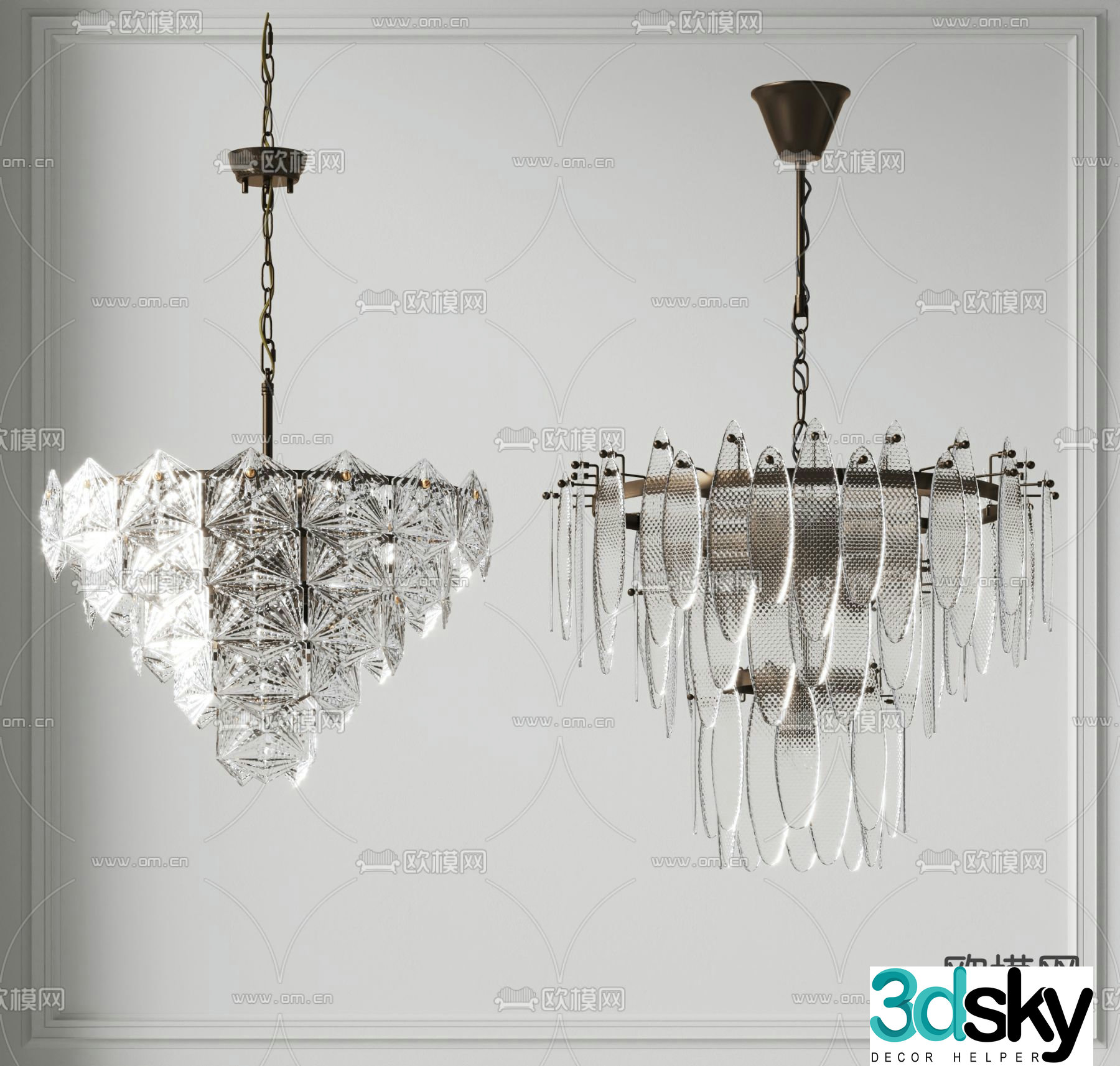Light luxury chandelier crystal chandelier 3d model