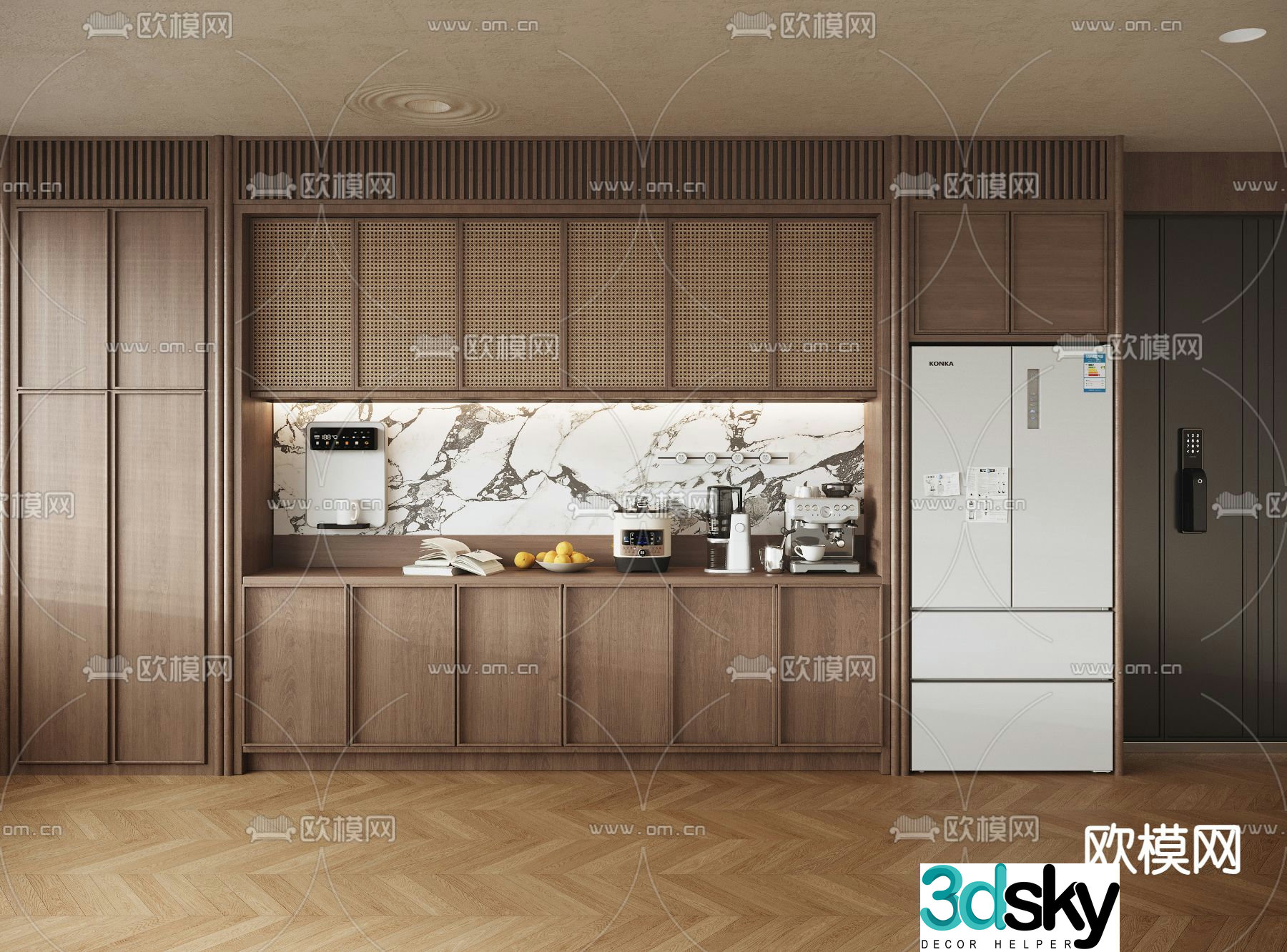 Medieval style wine cabinet and sideboard 3D model