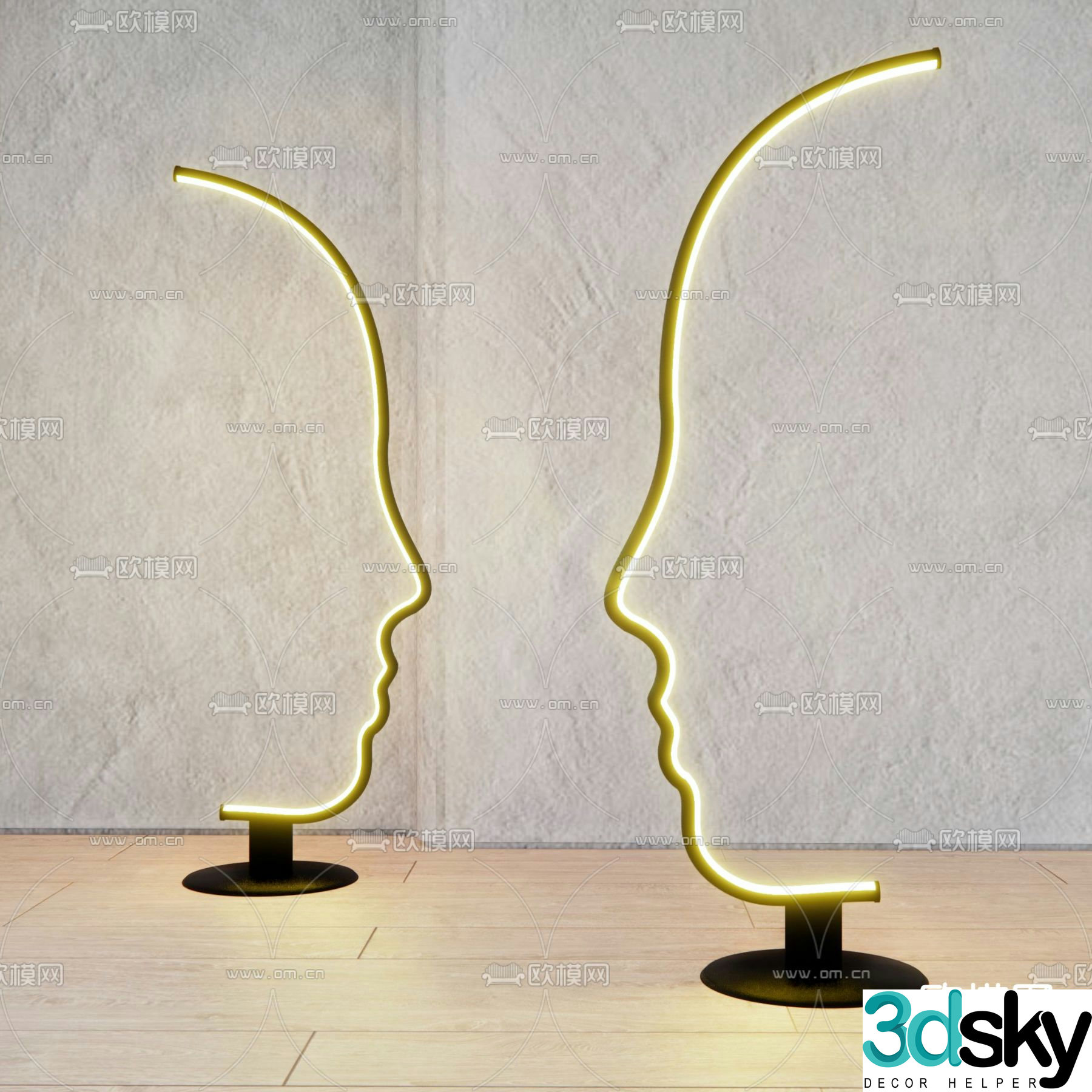 3D model of human face floor lamp
