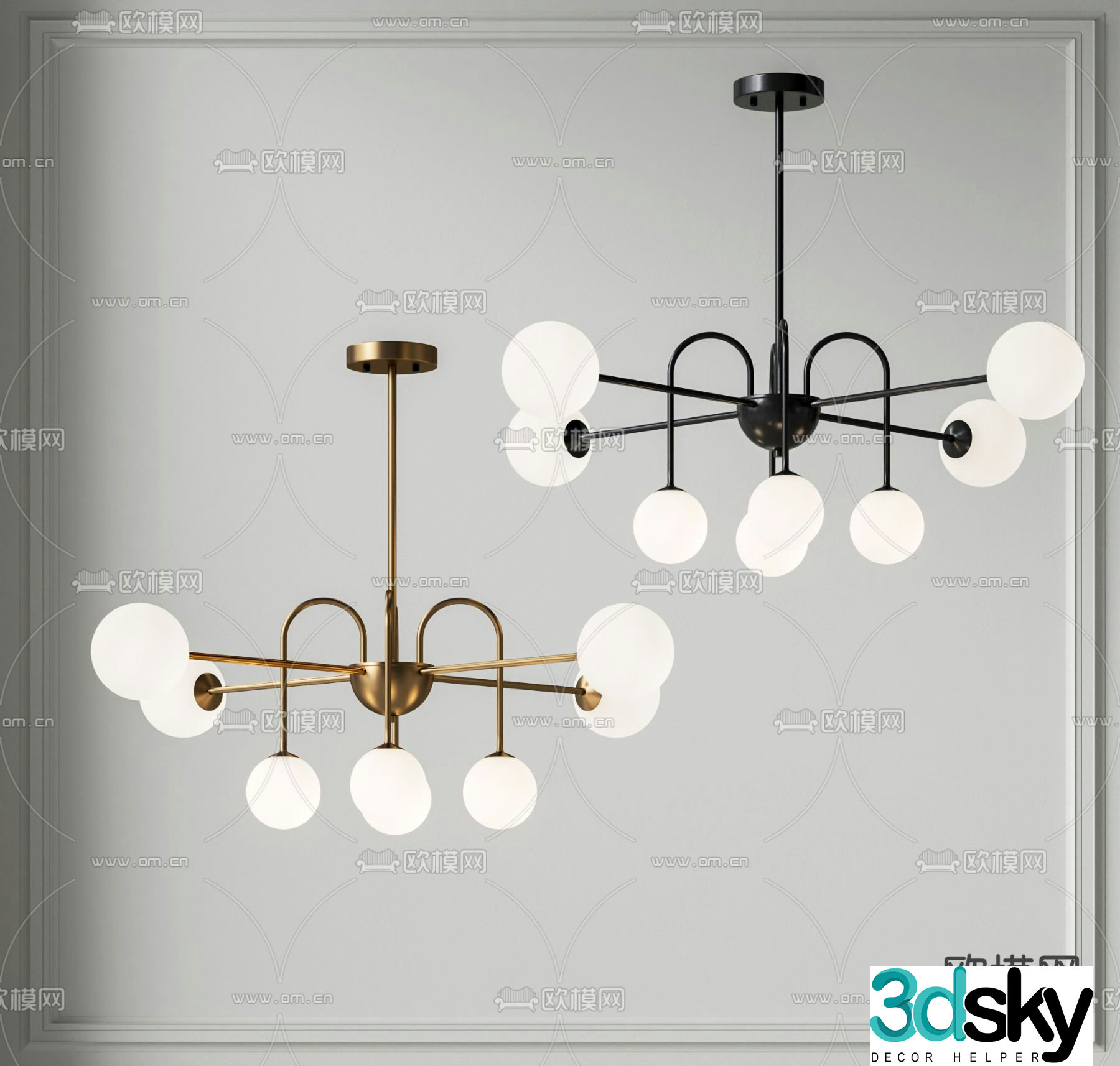 Light luxury chandelier hall chandelier 3d model