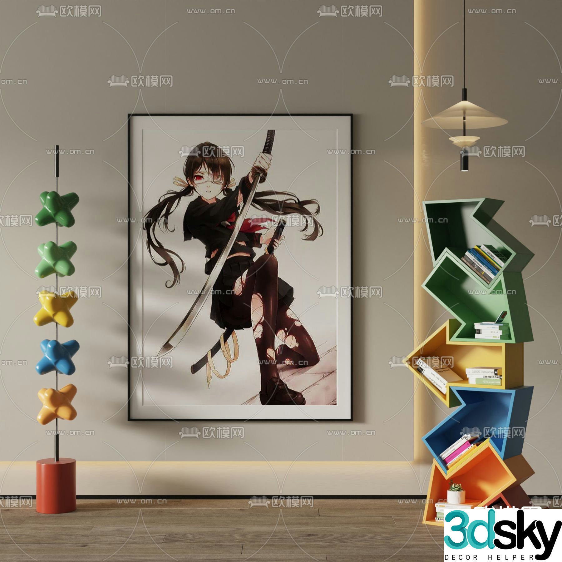 Character drawing comics decorative painting 3d model