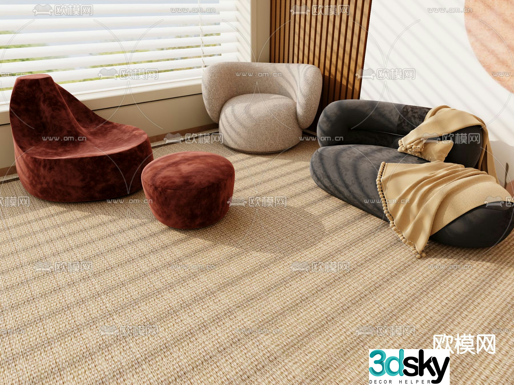 Single sofa leisure sofa 3d model