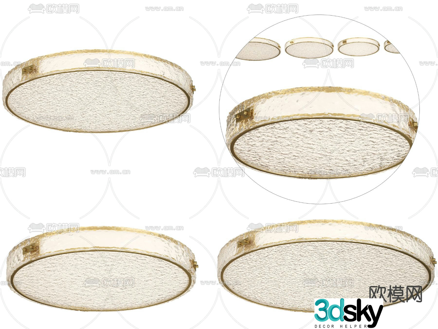 Light luxury ceiling lamp Water-patterned ceiling lamp 3D model