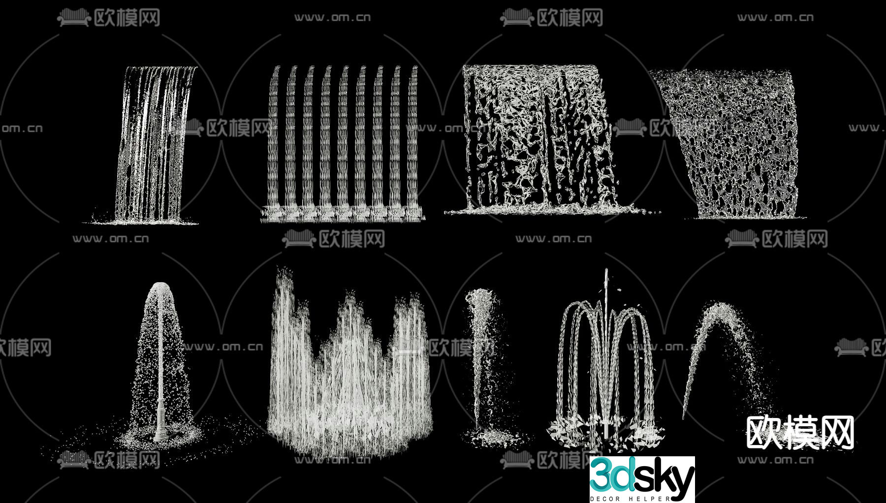 waterfall water curtain wall flowing water 3d model