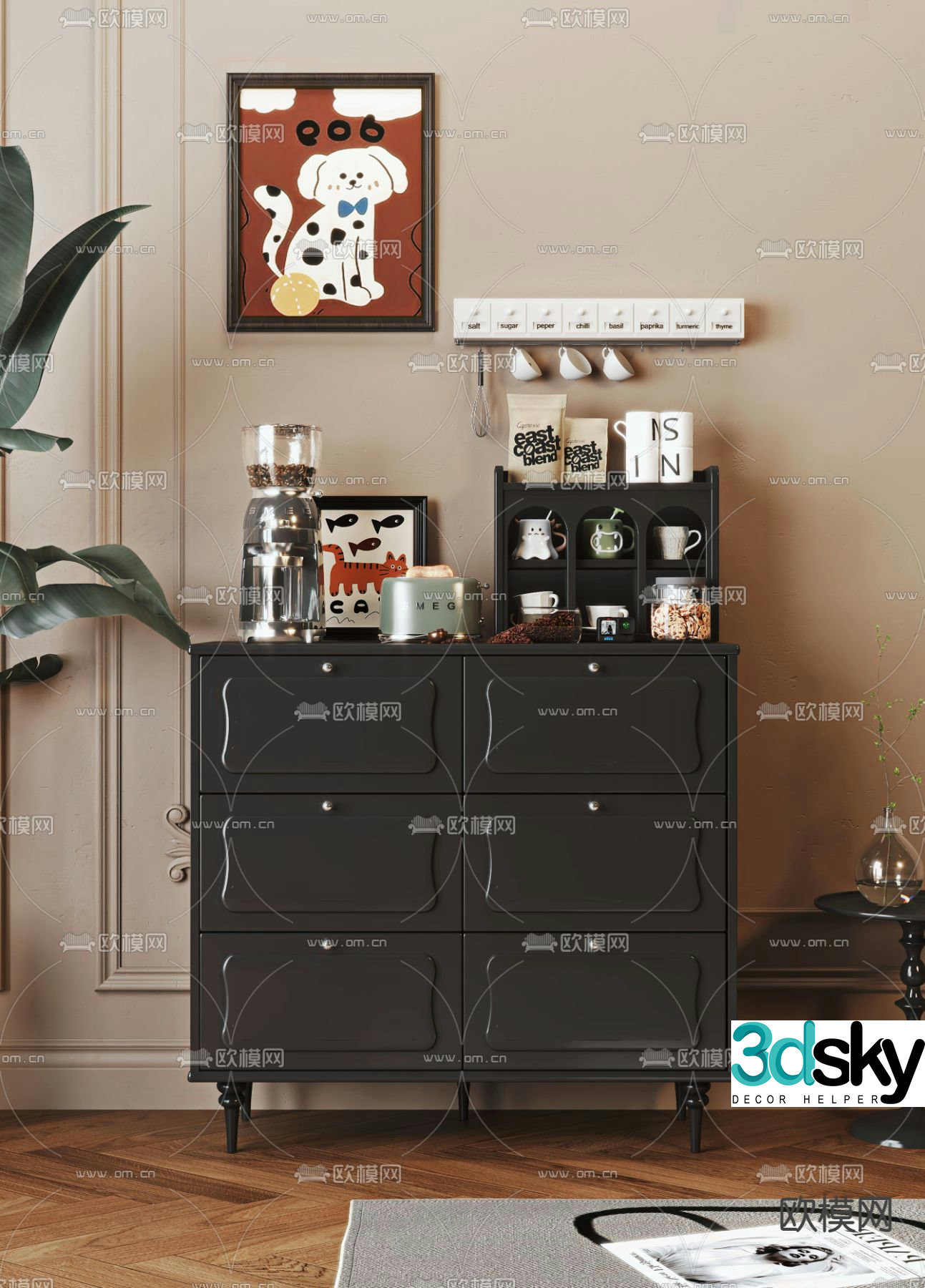 Medieval style chest of drawers 3D model