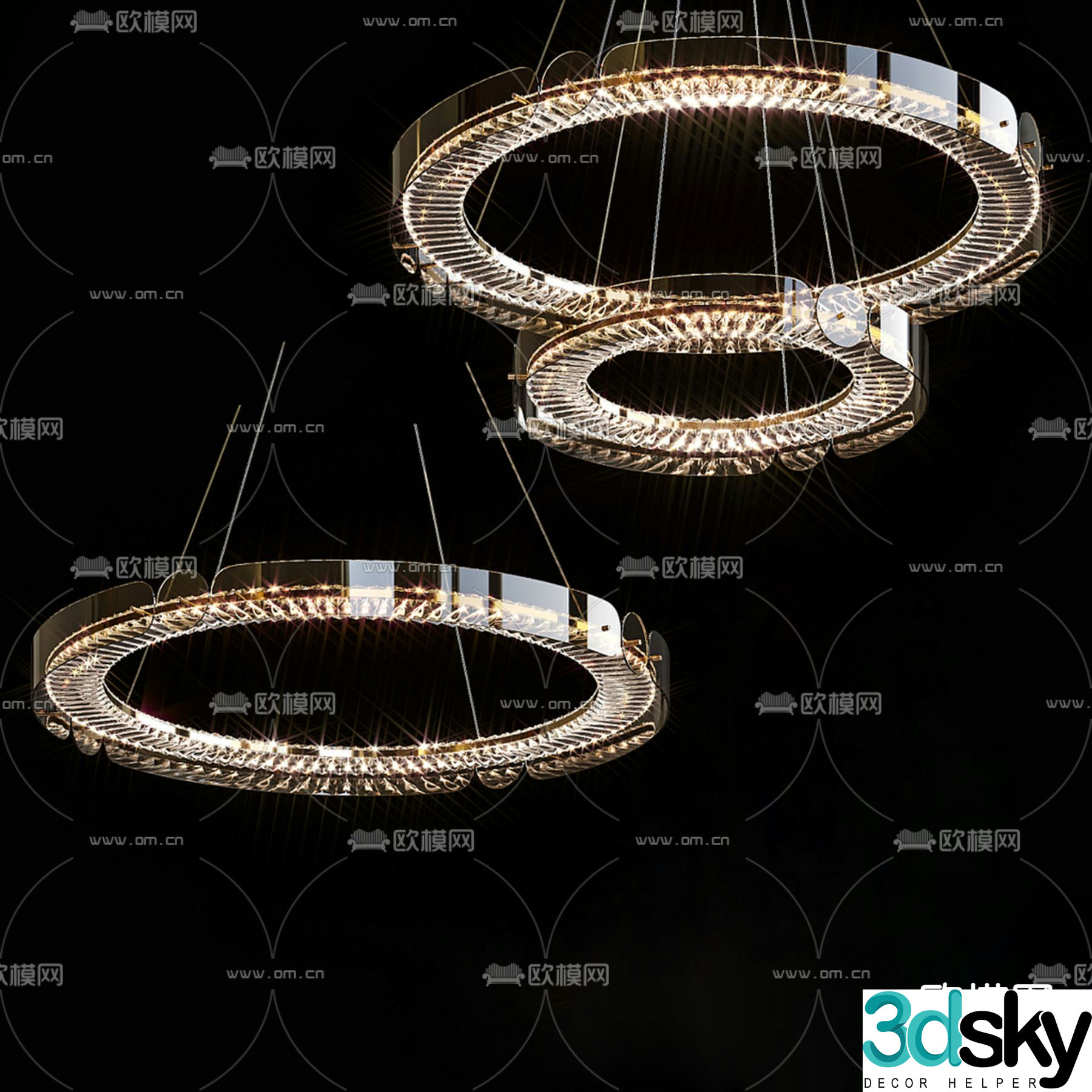 Light luxury chandeliers ring chandeliers 3D model