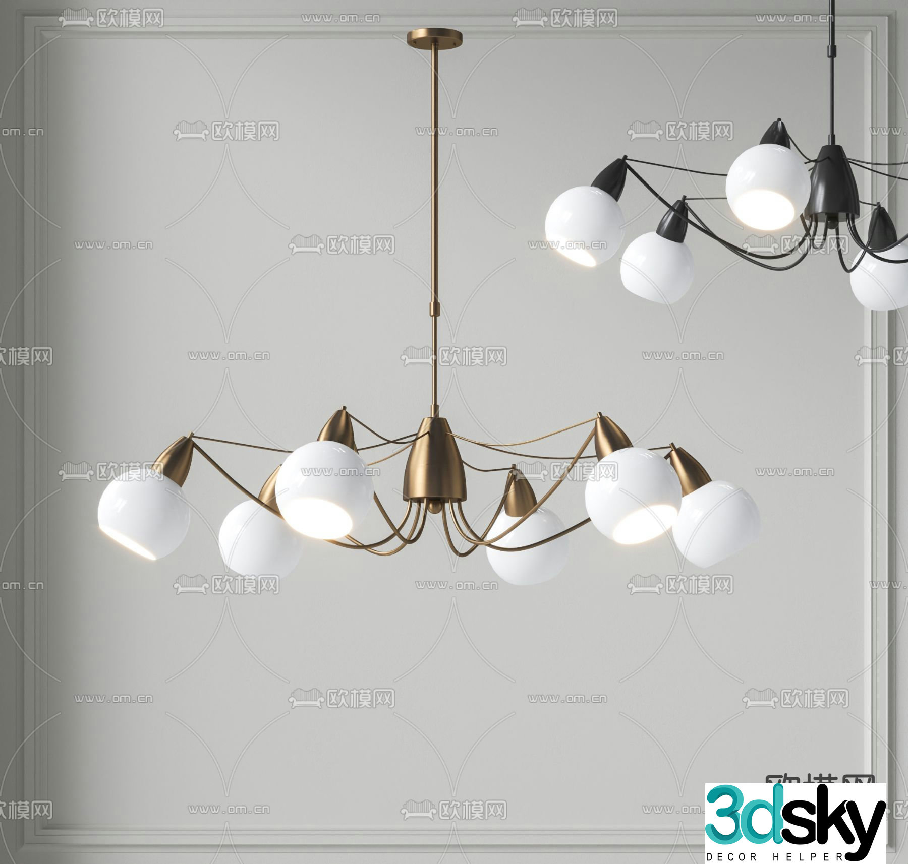 Light luxury chandelier hall chandelier 3d model