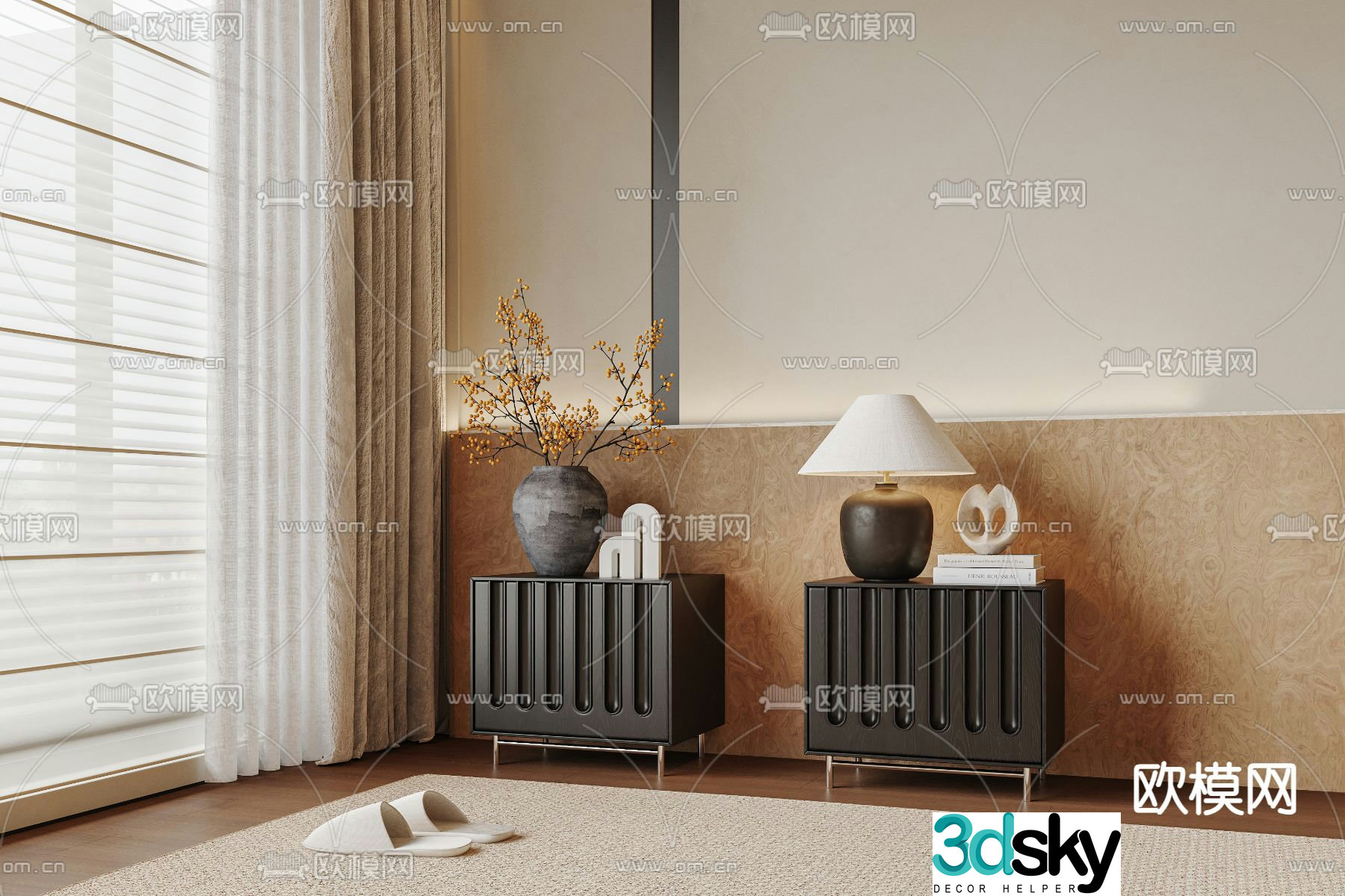 Medieval style bedside table 3d model