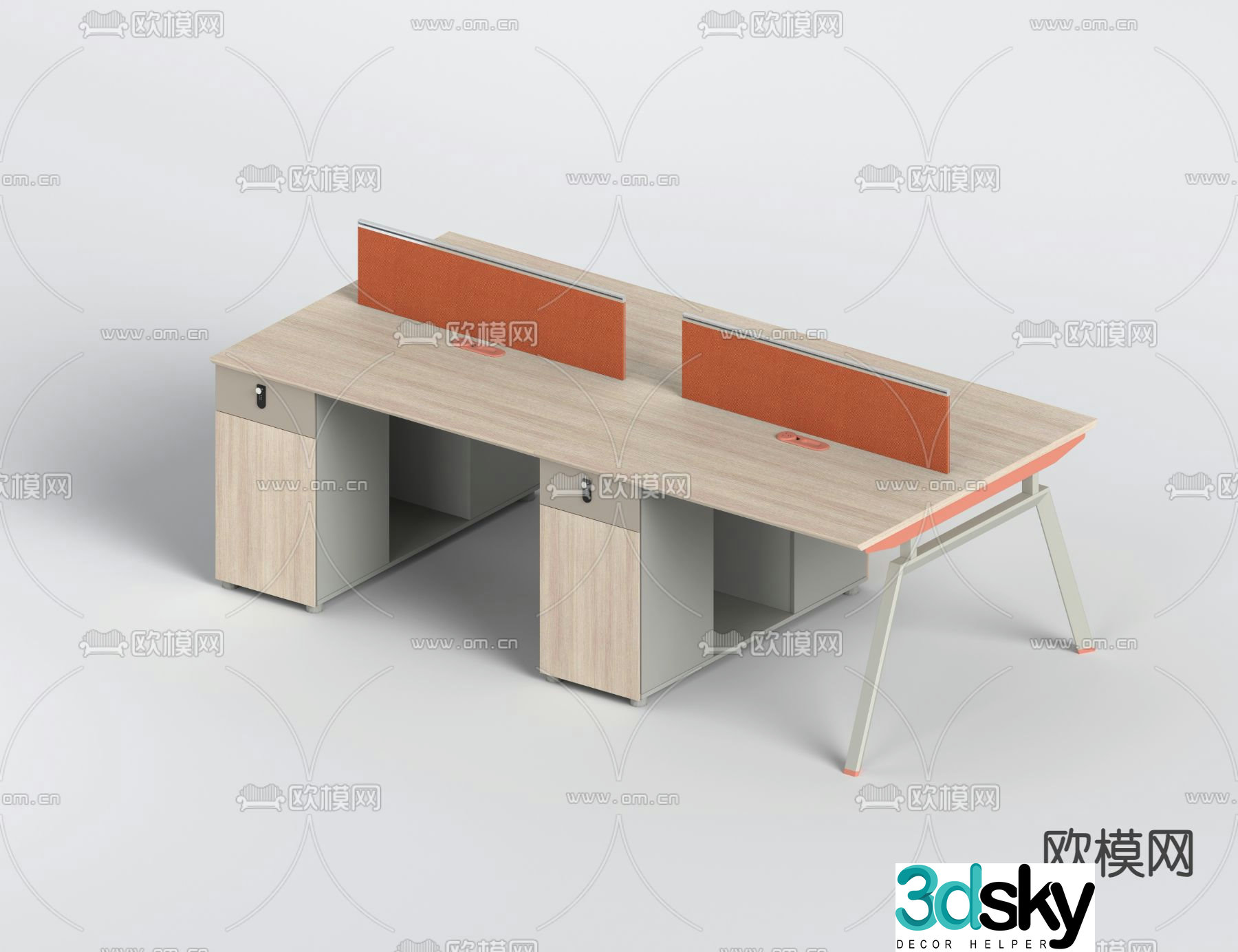 Card space desk work station post 3d model