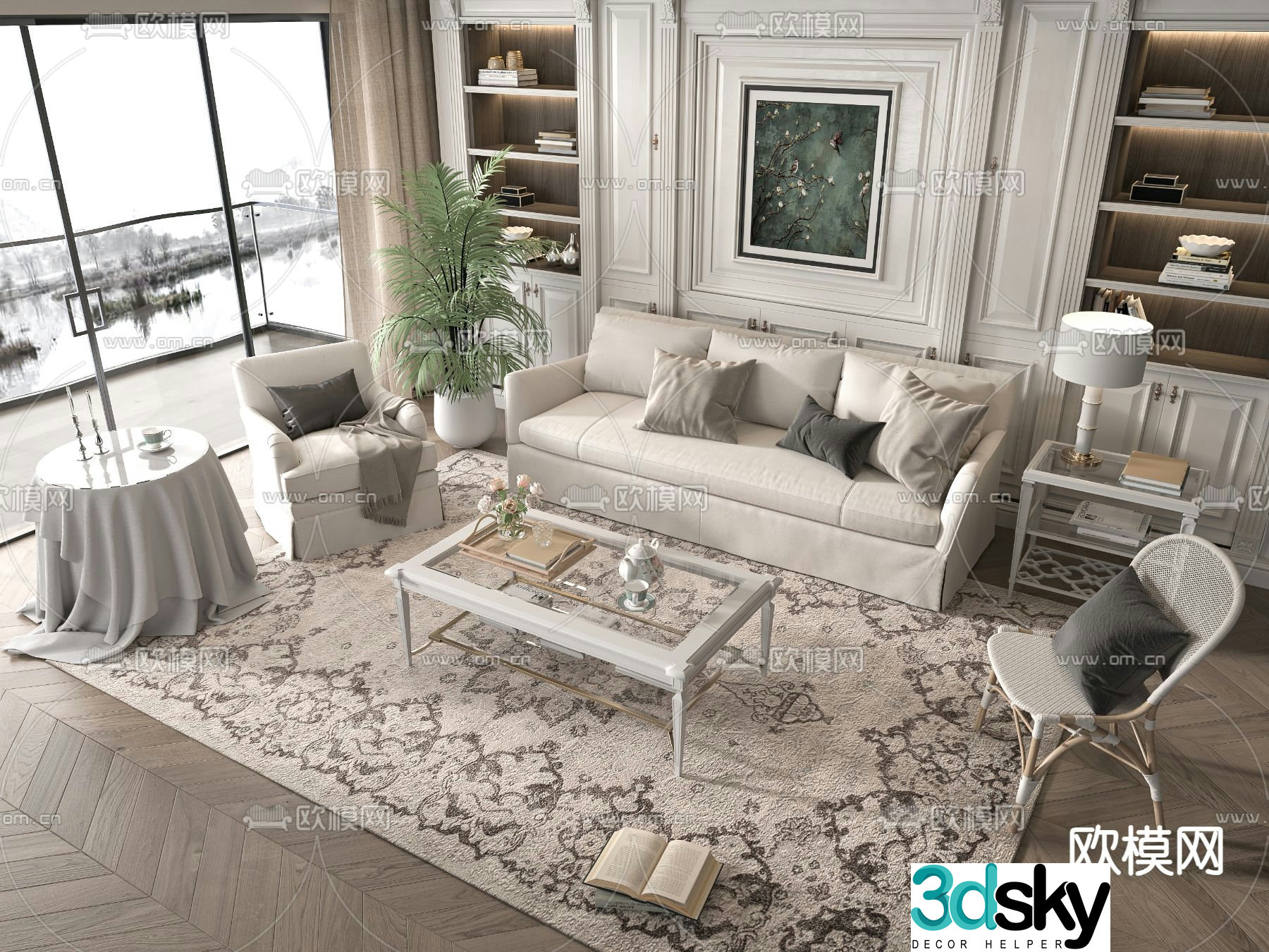 French sectional sofa 3d model