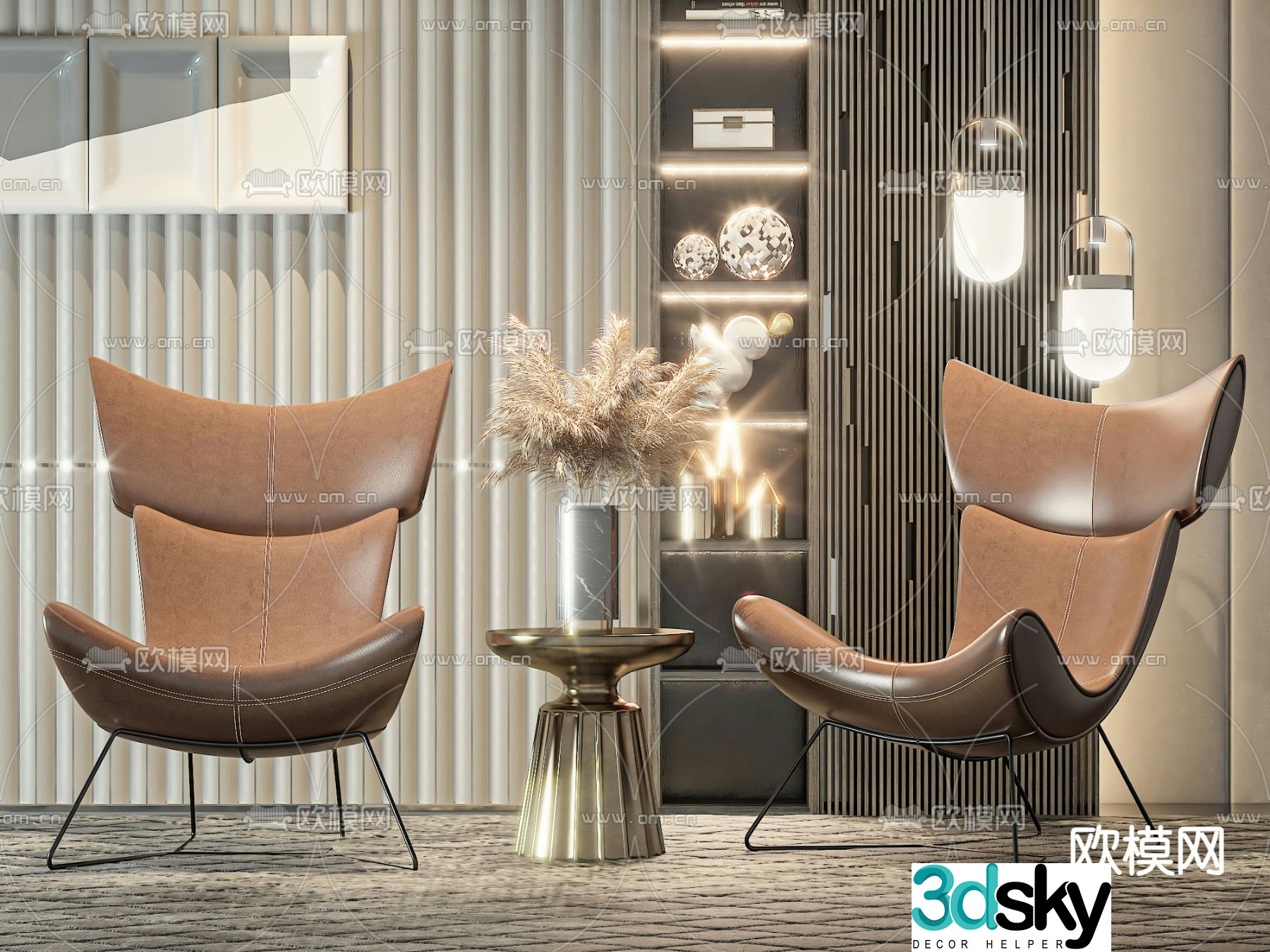 Light luxury sofa chair leisure chair table 3d model