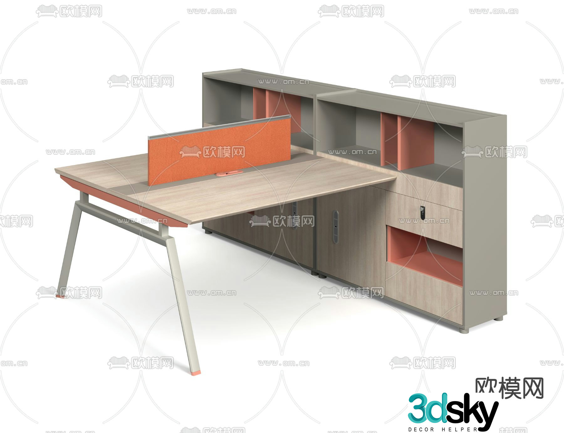 Card space desk work station post 3d model