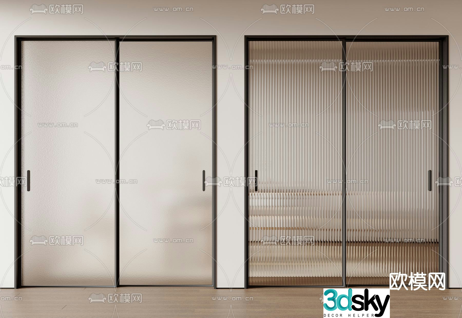 glass door sliding door kitchen door sliding door 3d model