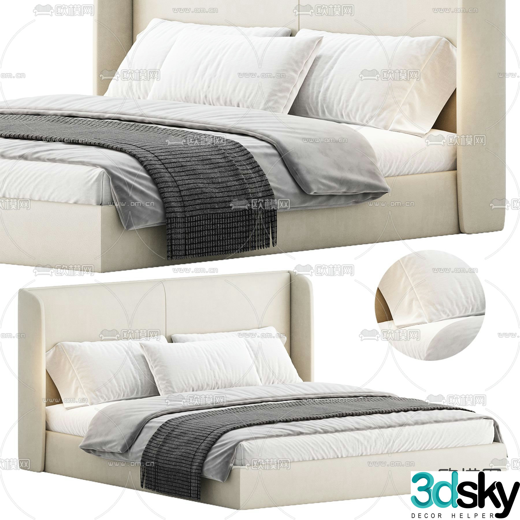 Modern double bed 3d model