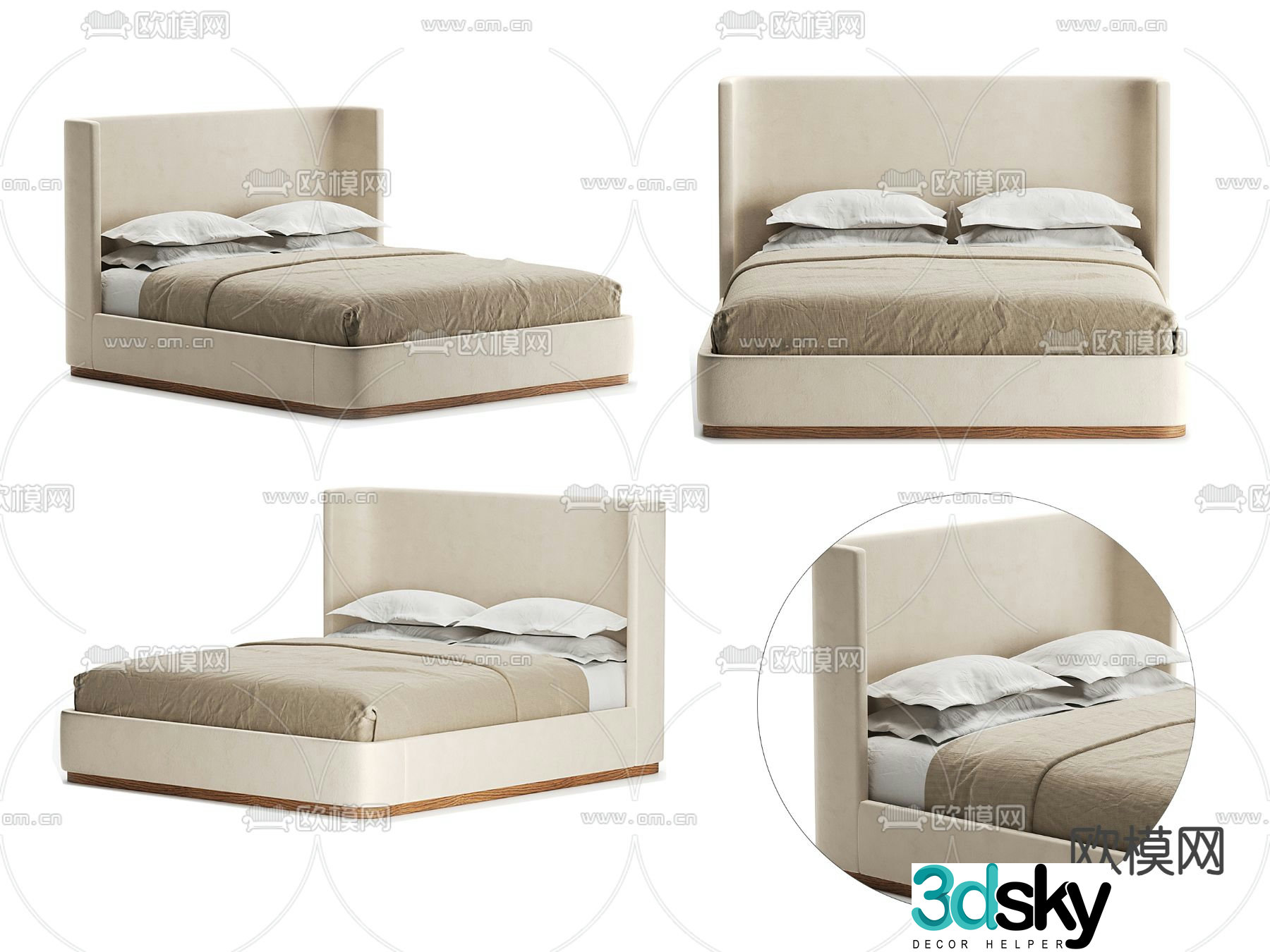 Nordic double bed 3d model