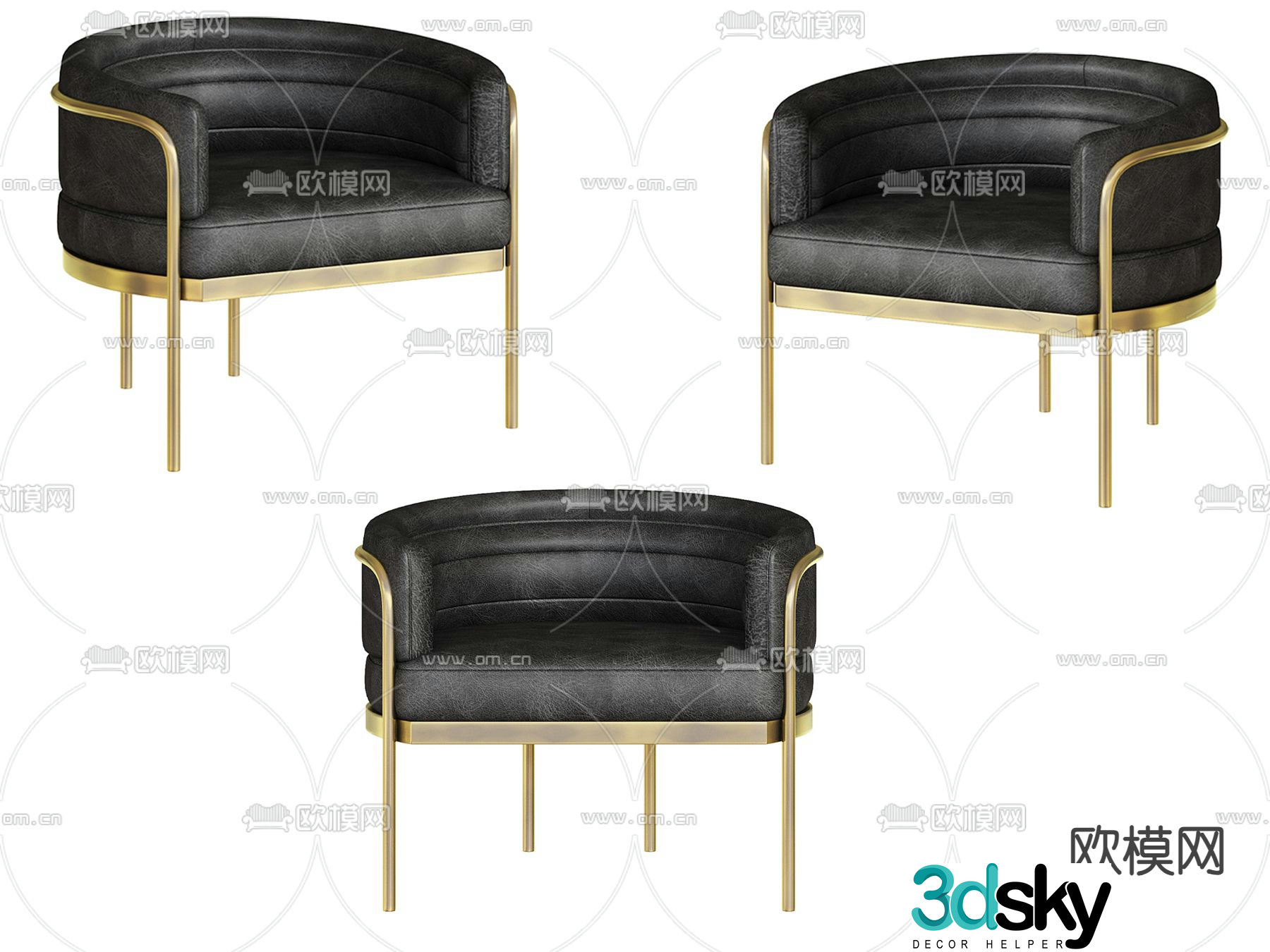Light luxury sofa chair leisure chair 3d model