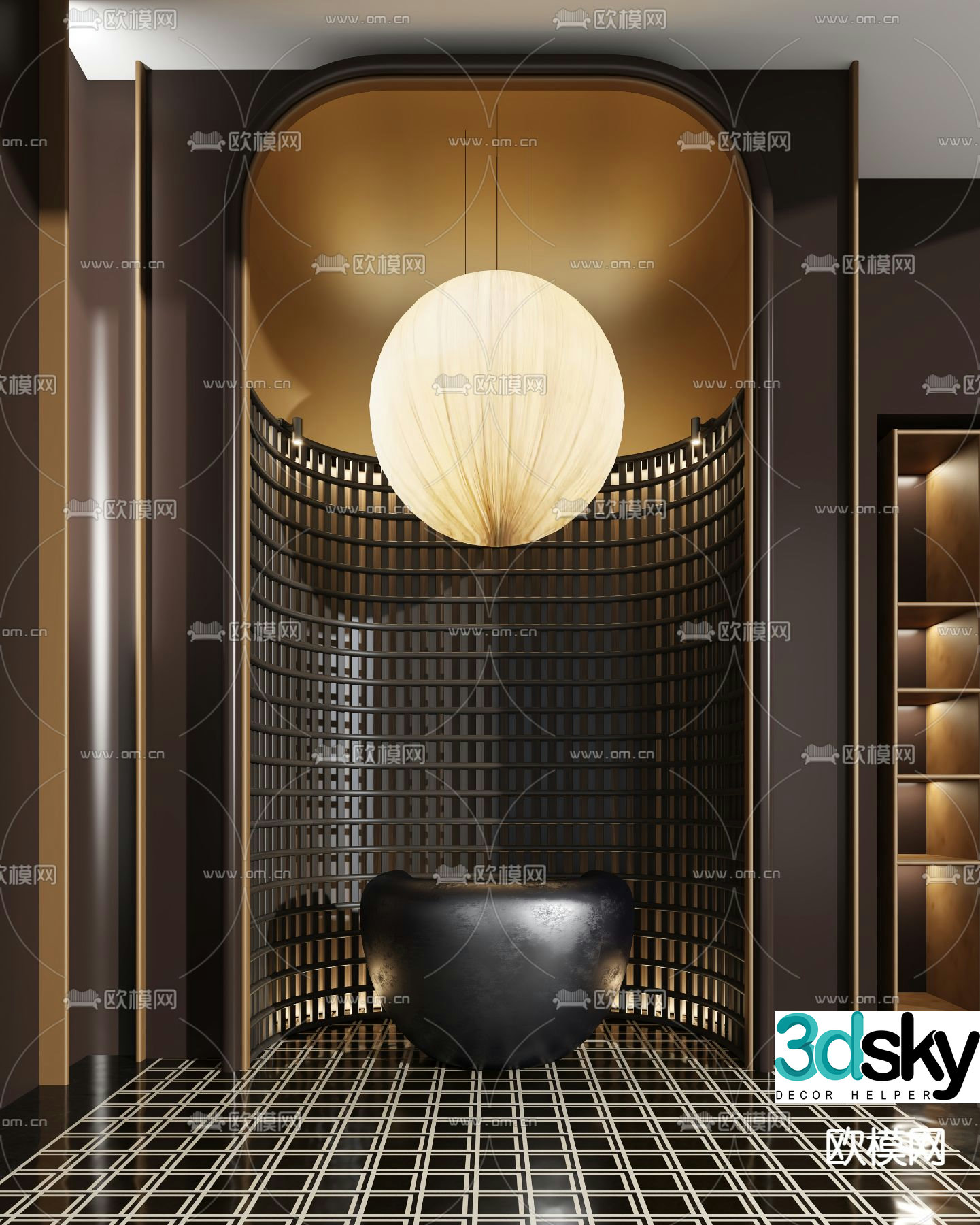 Modern front desk reception desk service desk 3d model