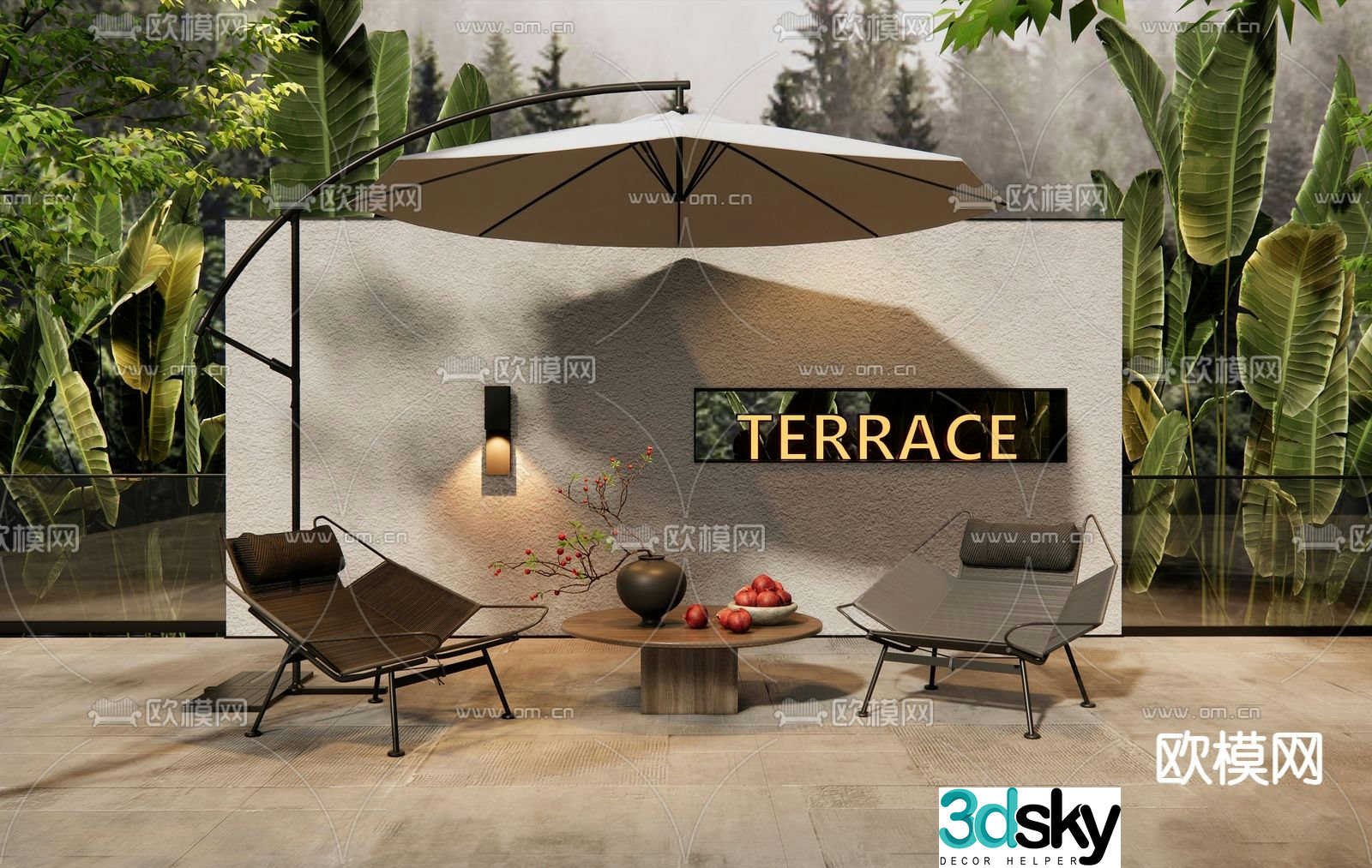Outdoor chair leisure chair lounge chair table 3d model