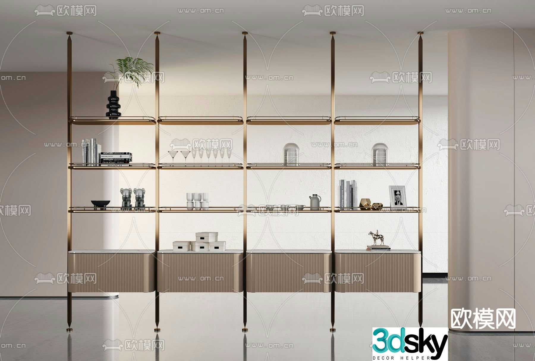 Metal storage rack display rack bookshelf 3d model