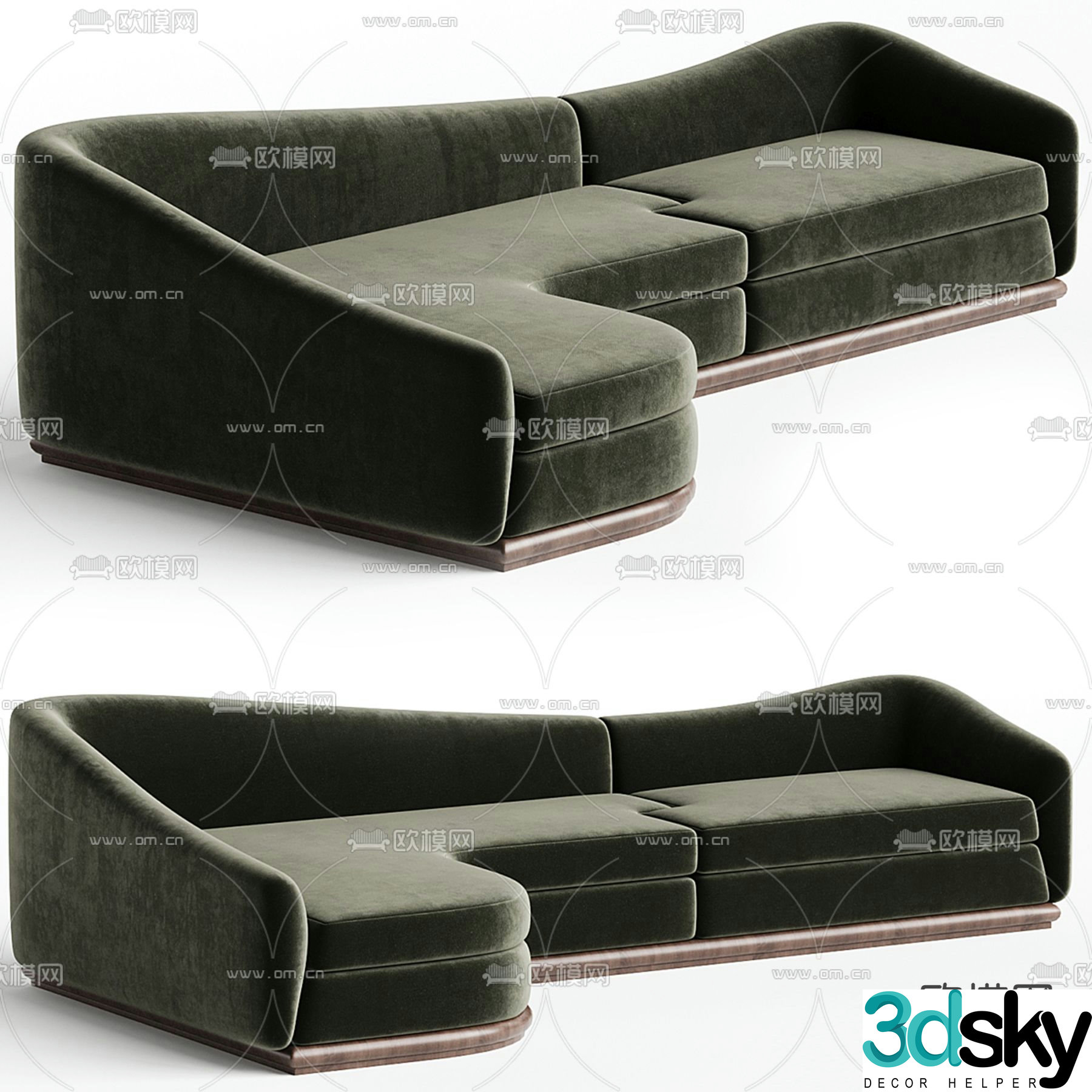 multi-person sofa corner sofa 3d model