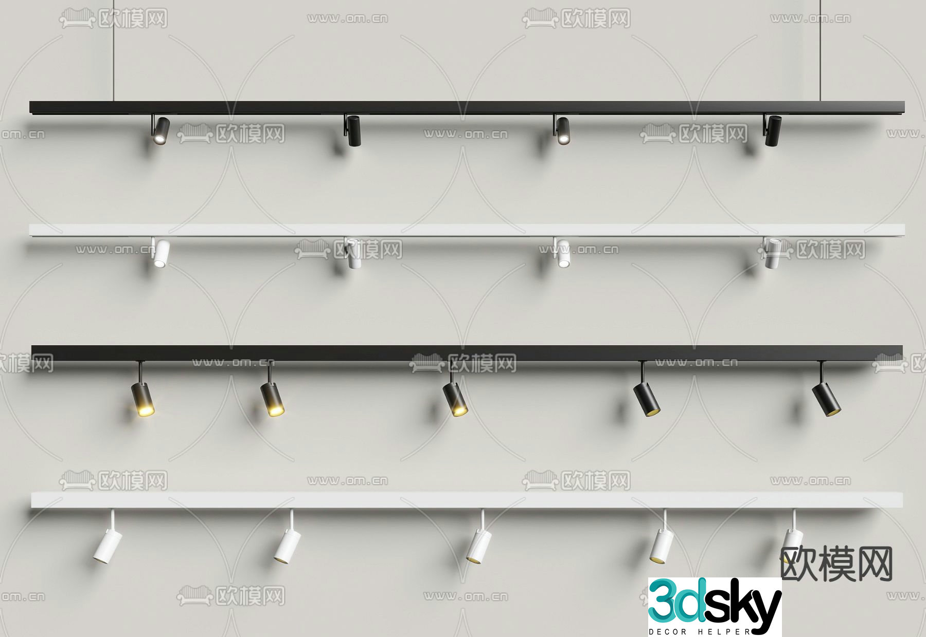 Surface mounted downlight spotlight track light 3d model