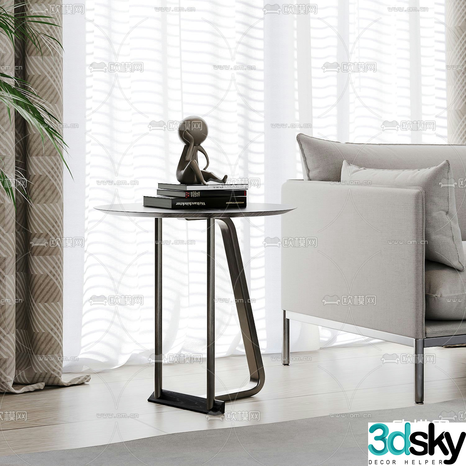 Round side corner table 3D model