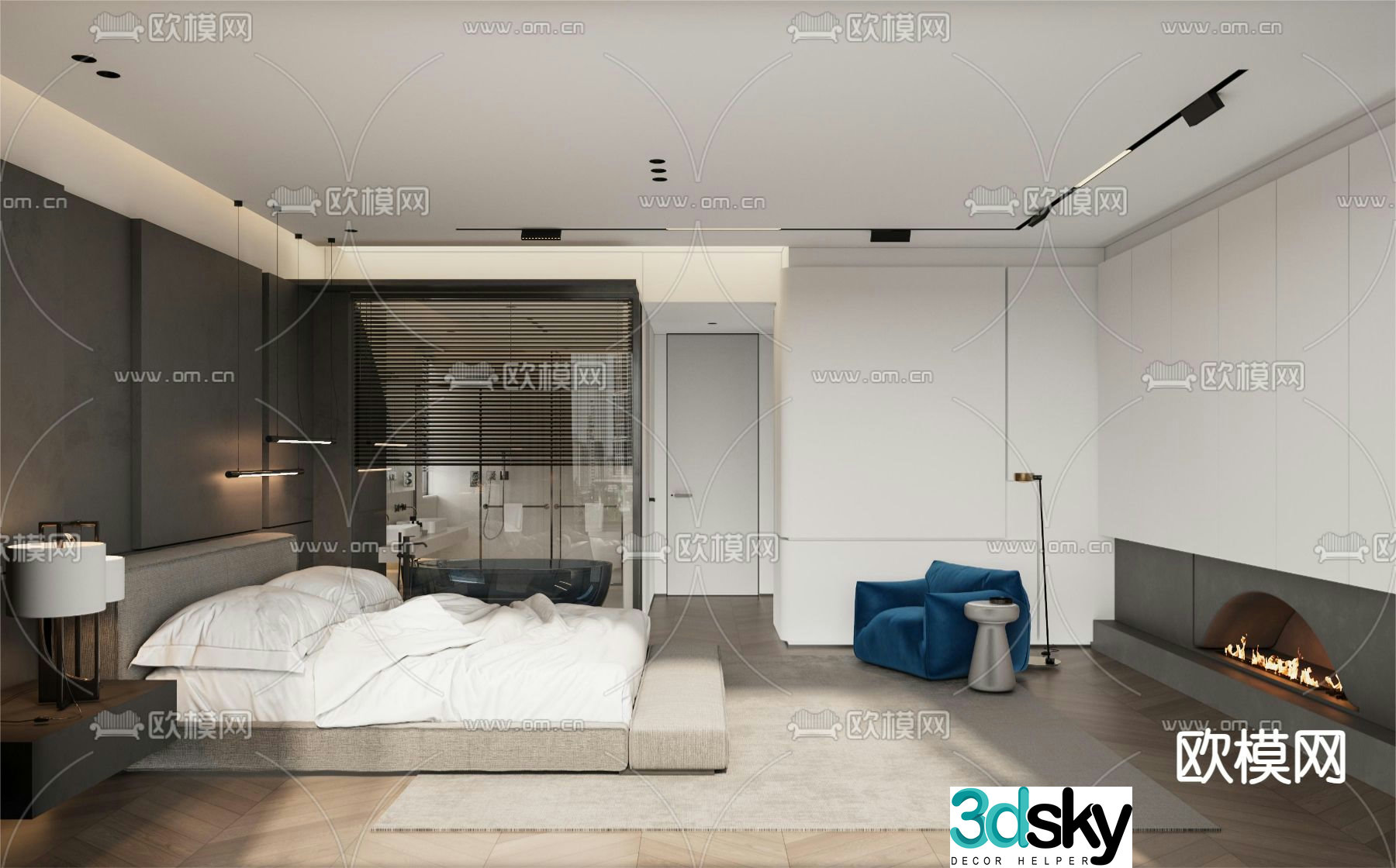 Modern bedroom master room 3d model