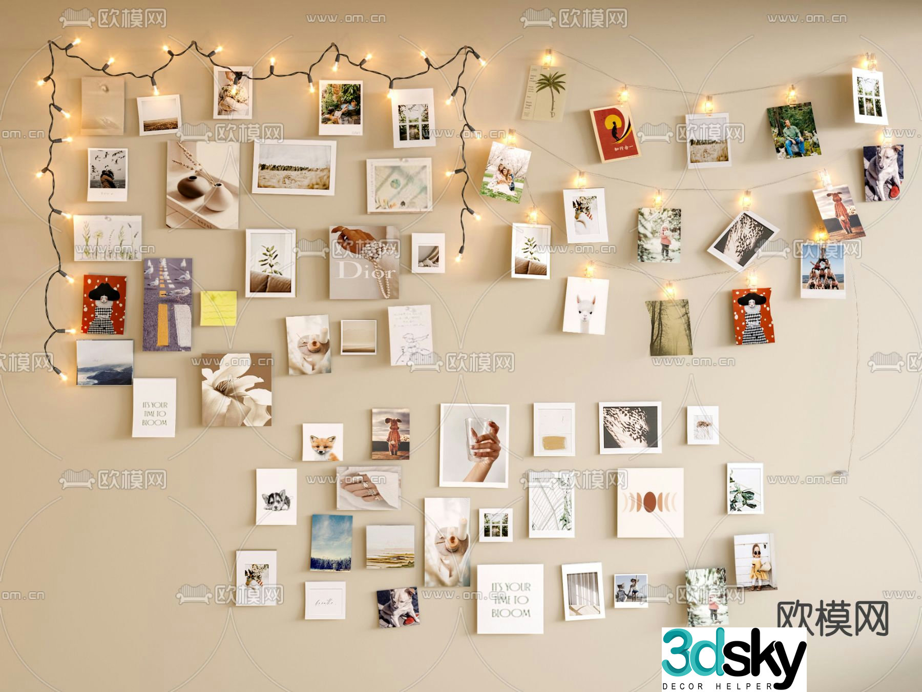 Photo wall Sticky wall Sticky note wall decoration 3d model