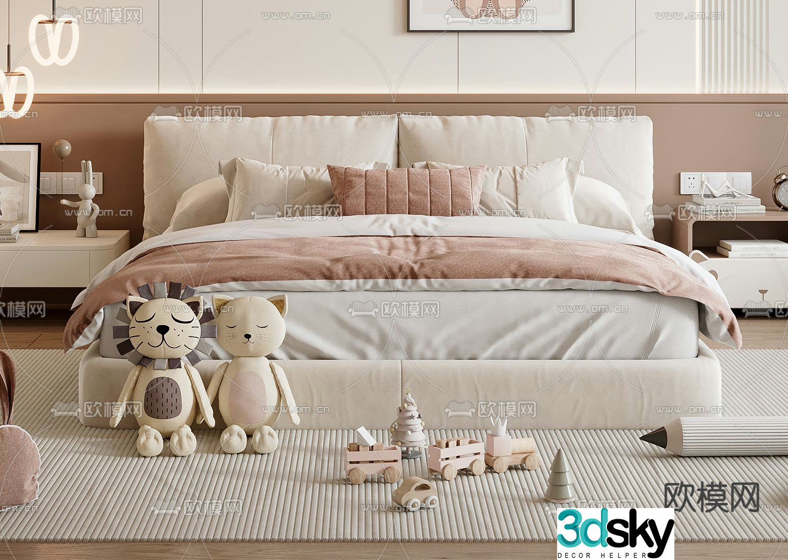 Children’s bed double bed 3d model