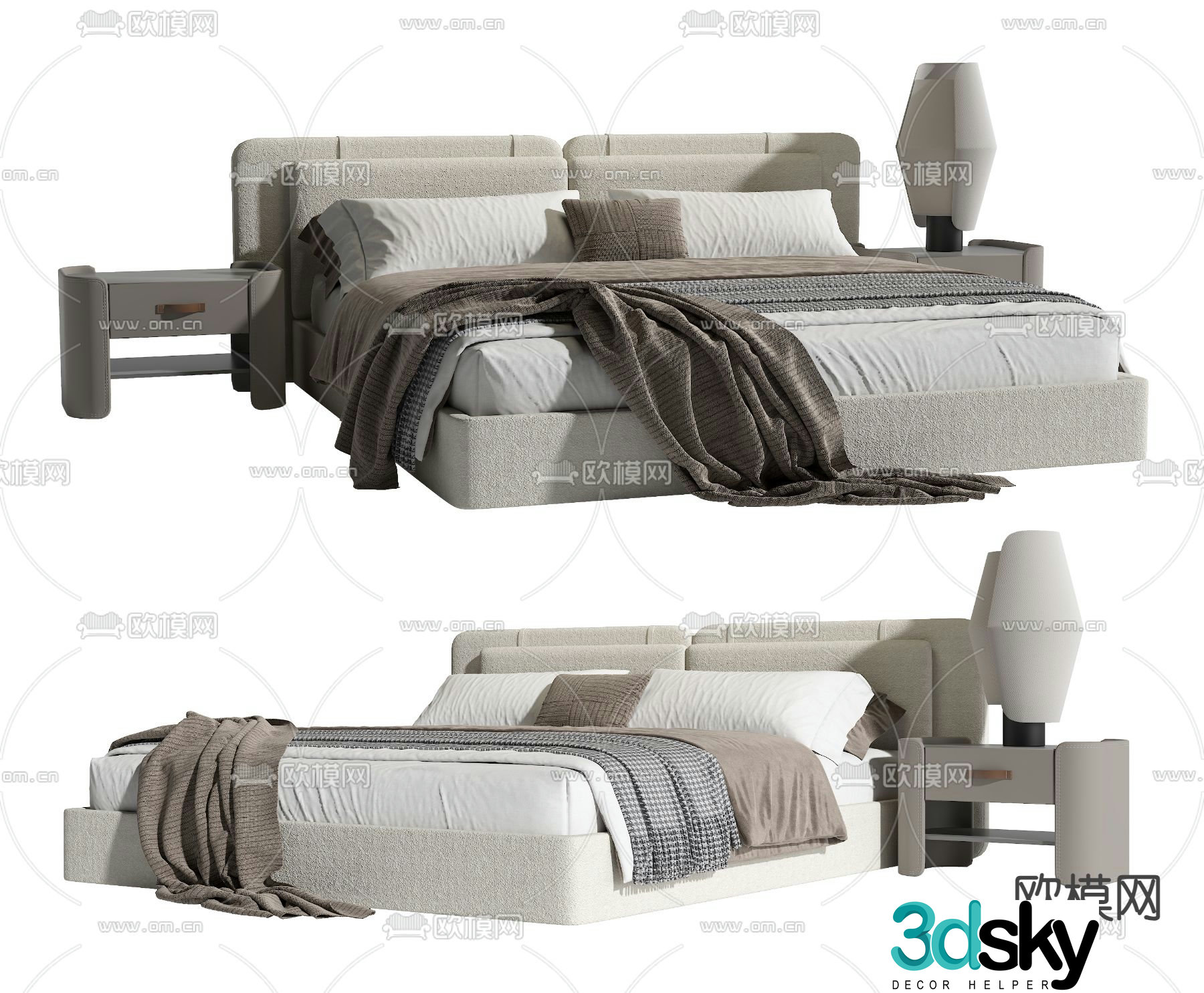 Modern double bed 3d model