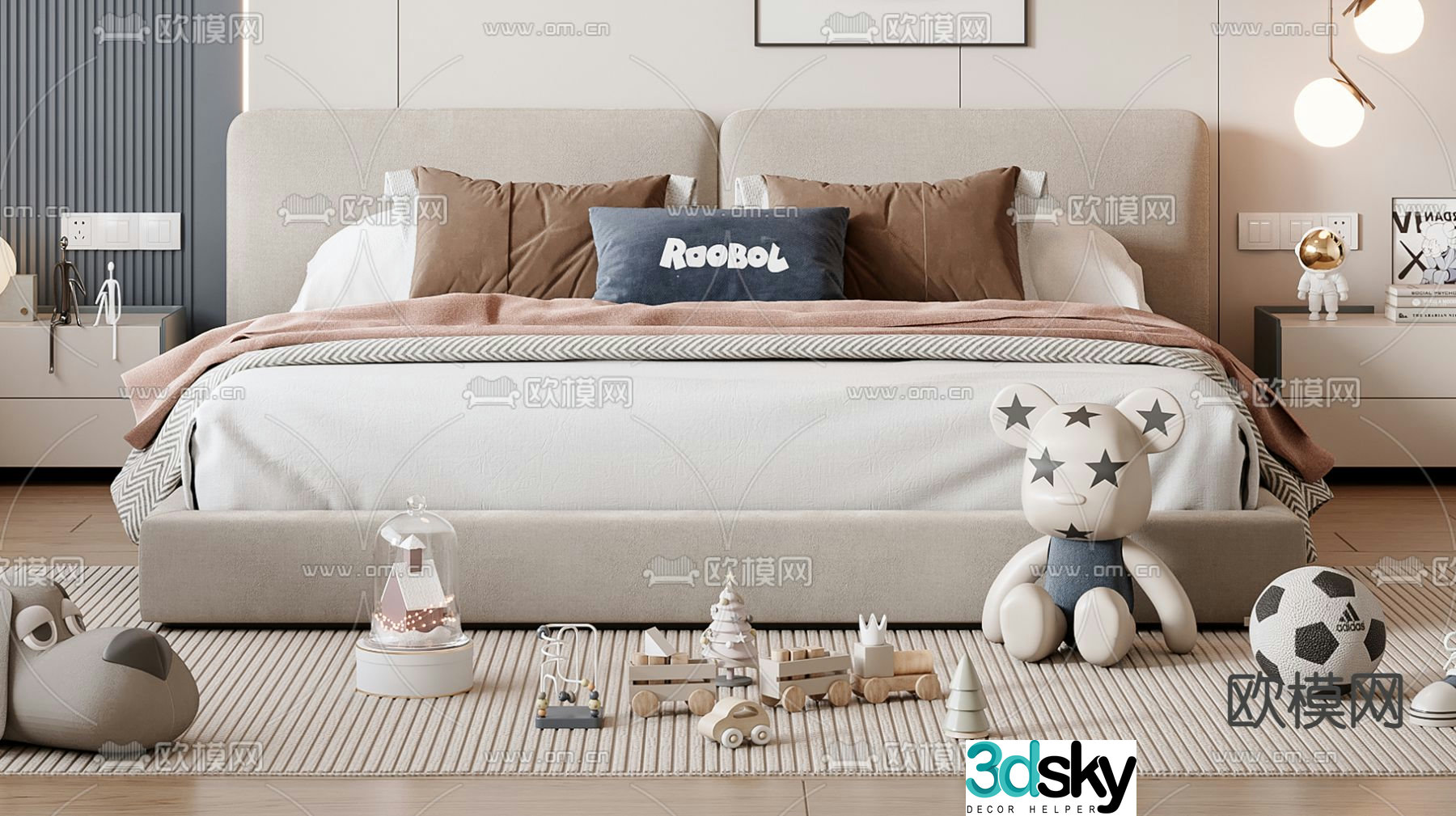 Children’s bed double bed 3d model