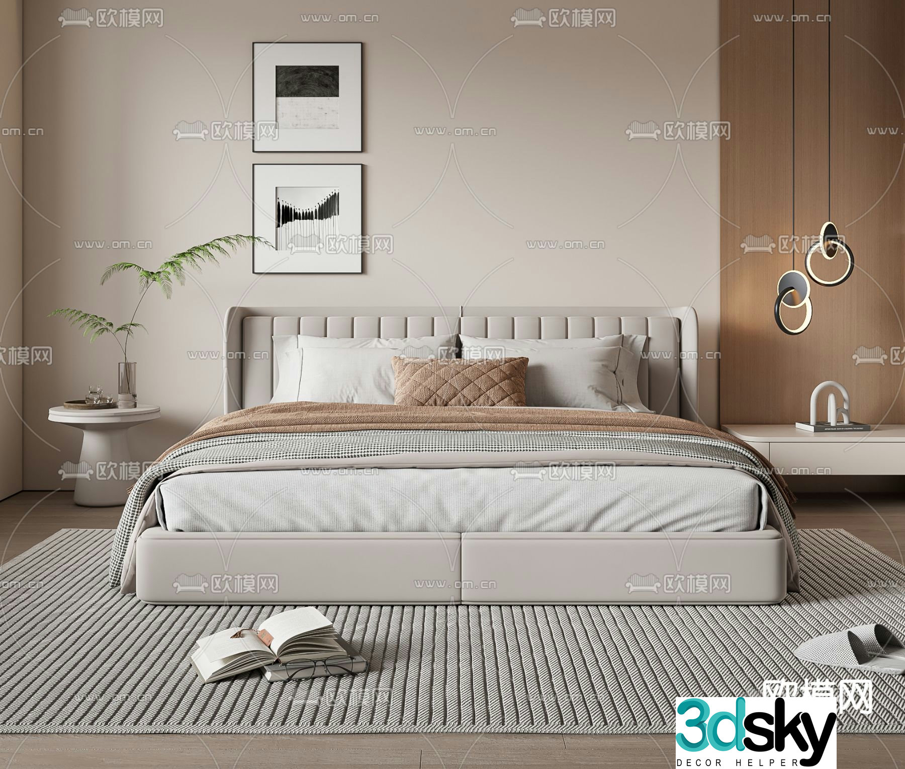 Modern double bed 3d model