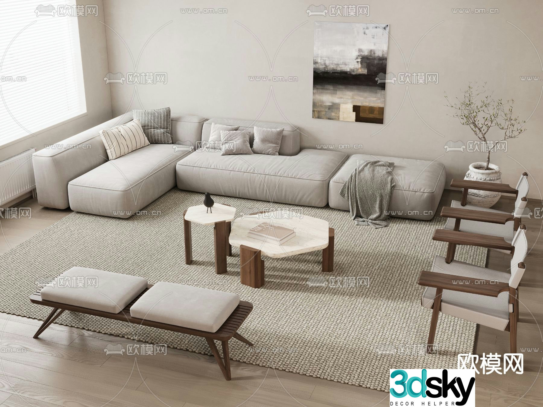 Wabi Sabi modular sofa corner sofa 3d model