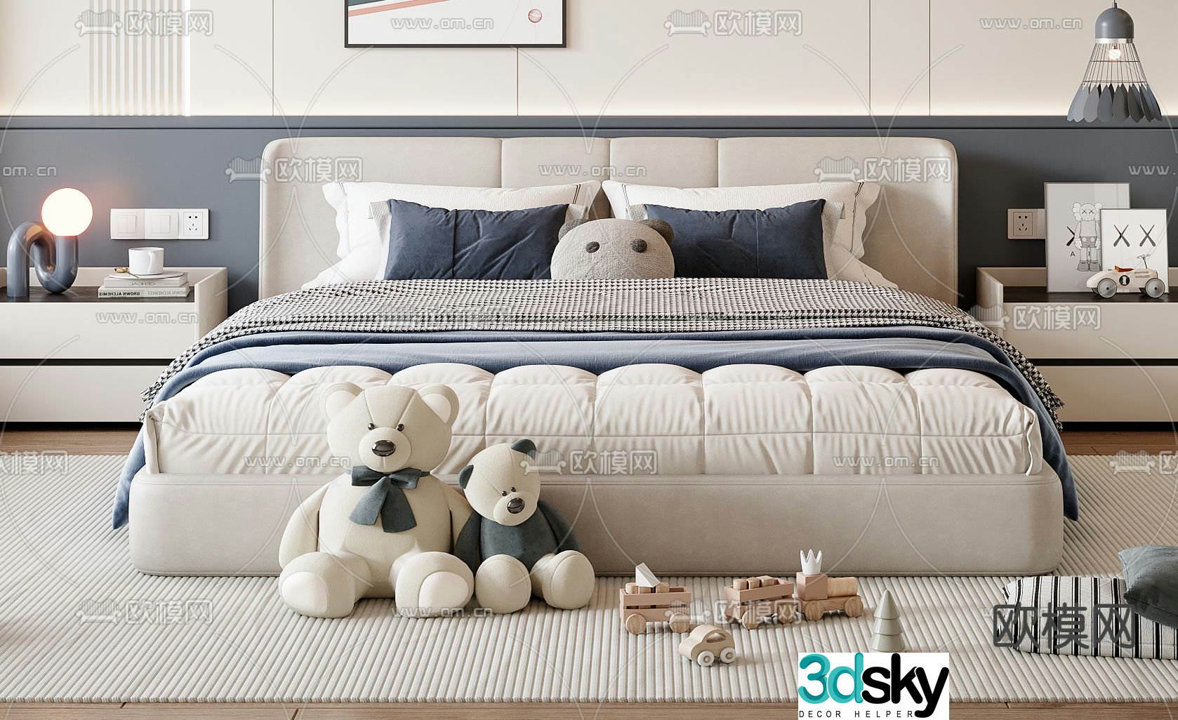 Children’s bed double bed 3d model