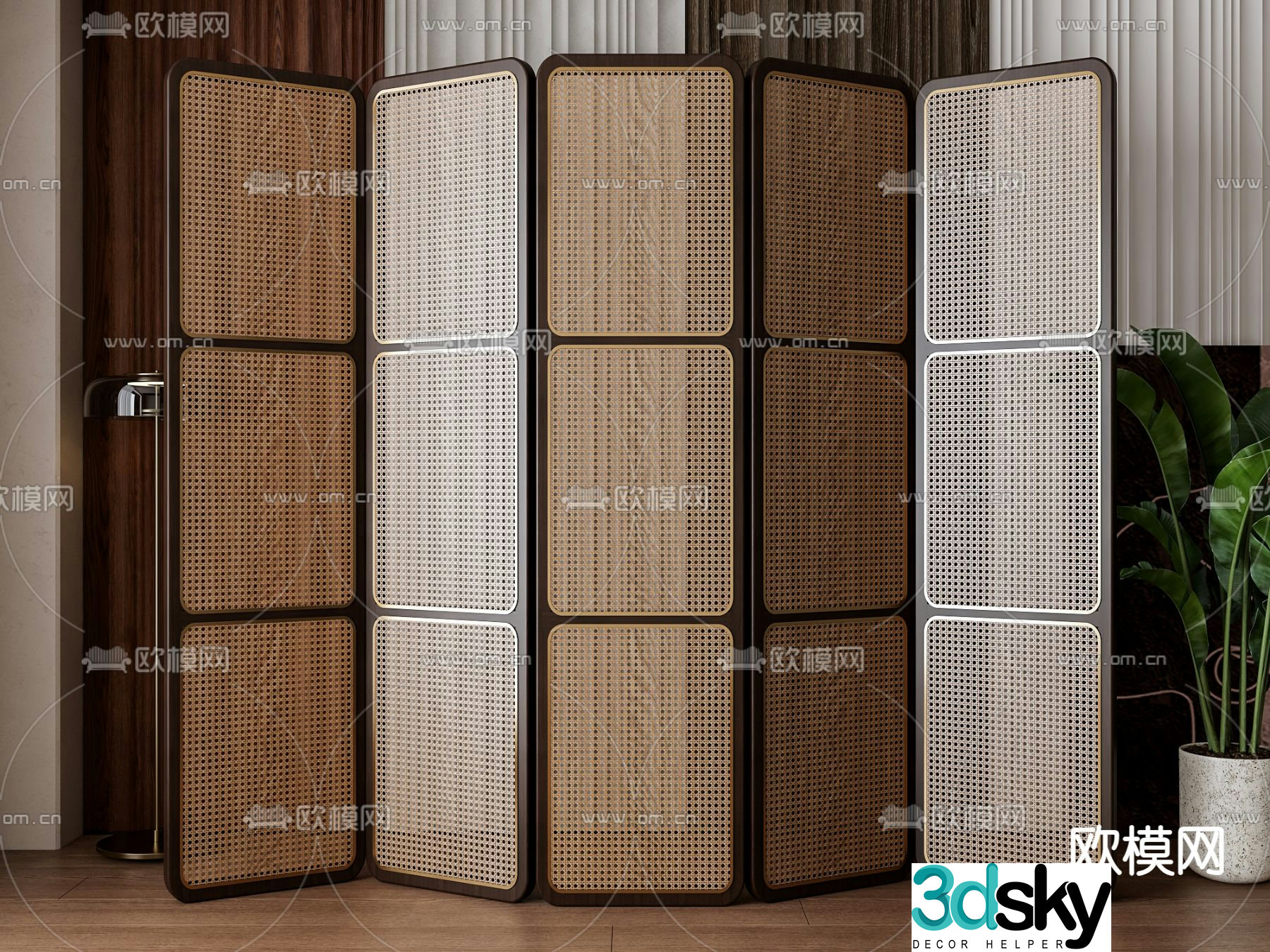 Rattan screen partition 3d model