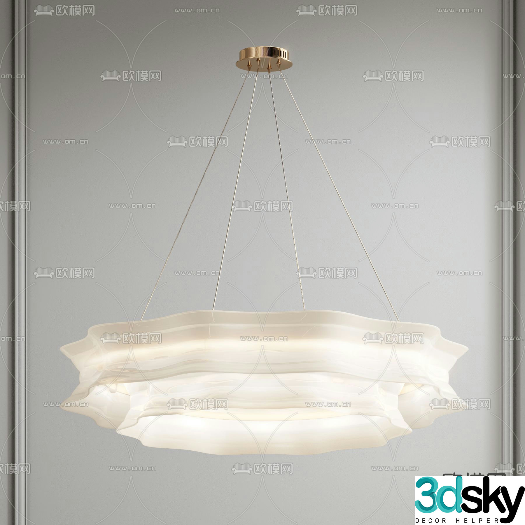 Cream style chandelier cloud chandelier 3d model