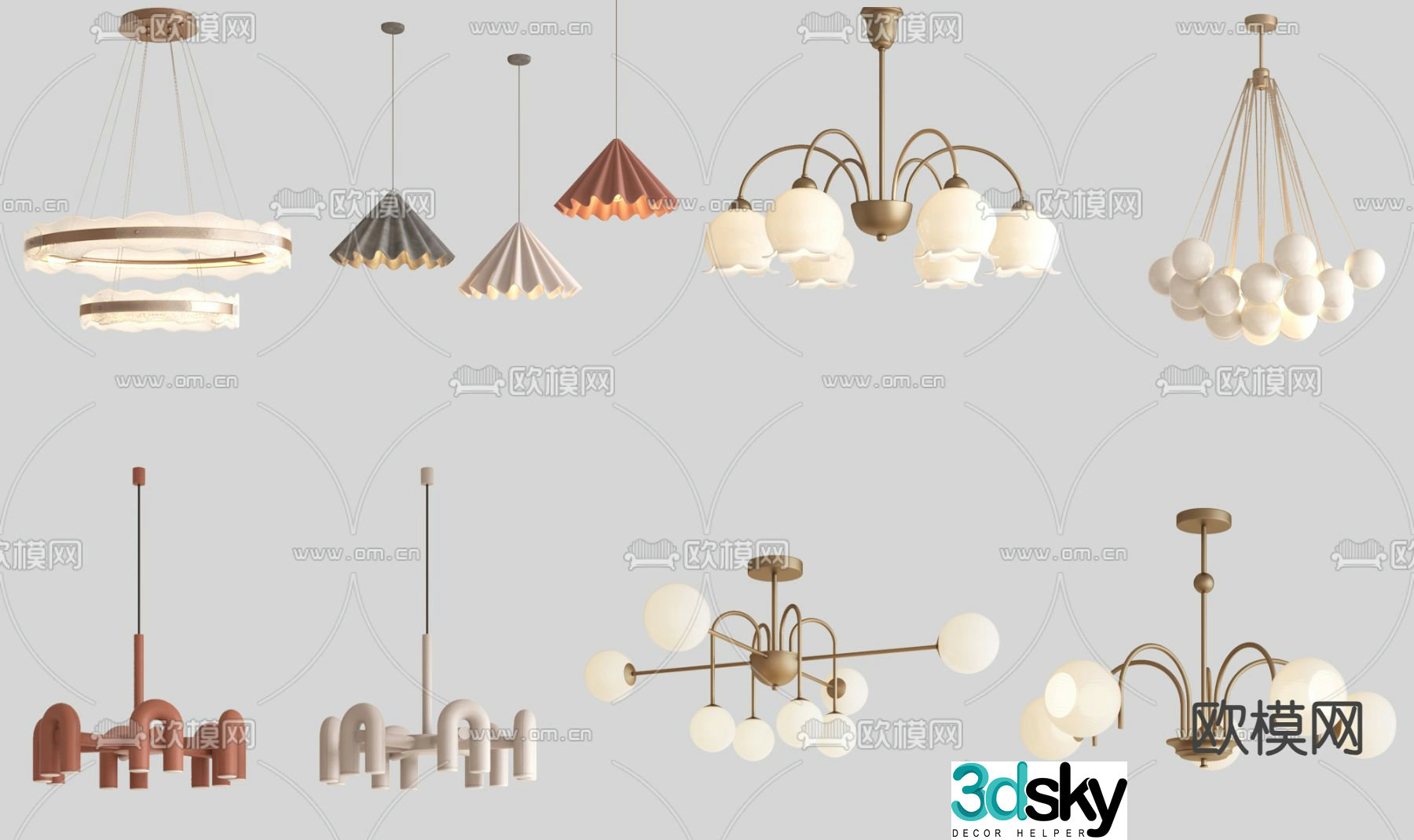 Cream style chandelier hall chandelier 3d model