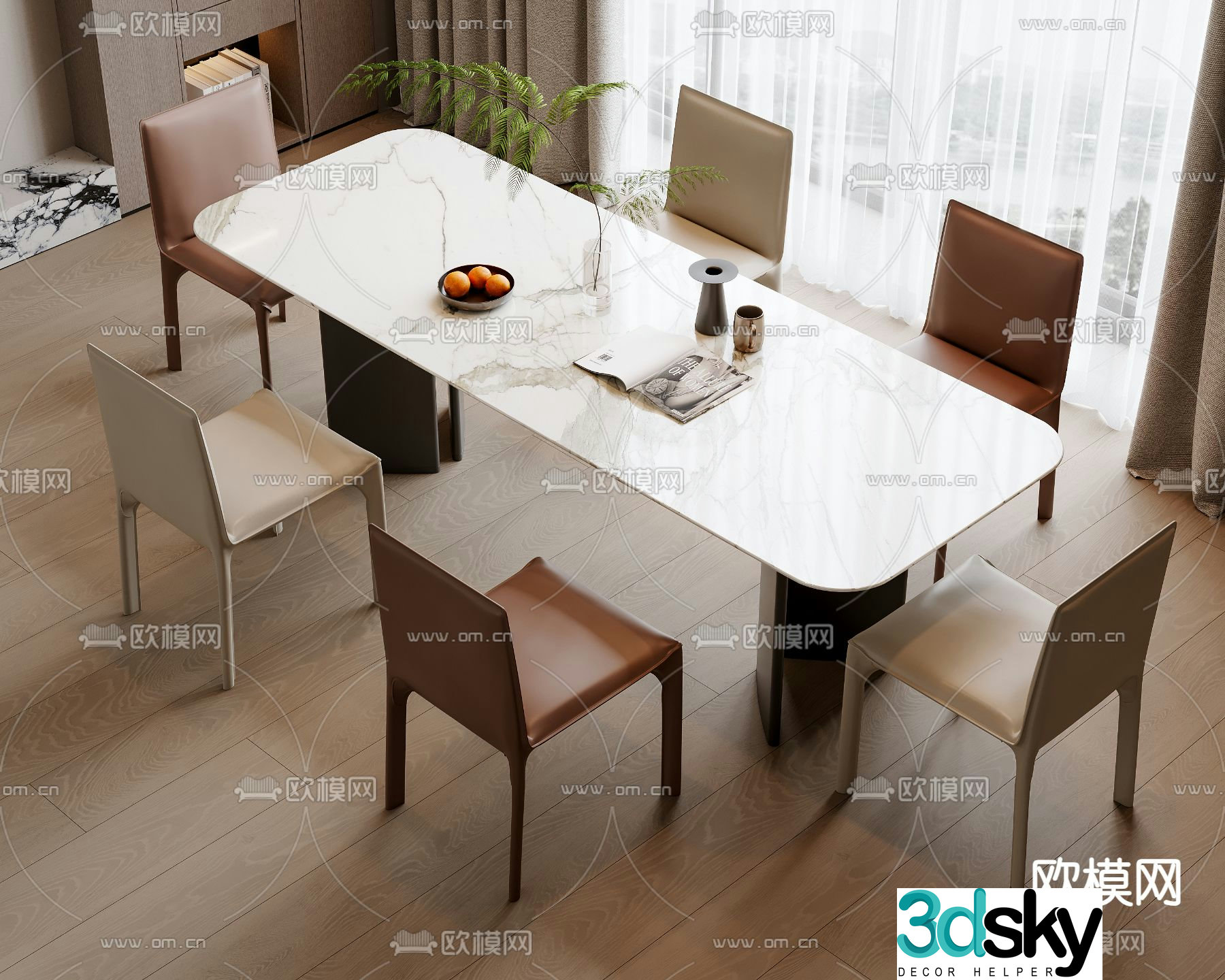 Bar dining table and chairs slate dining table 3d model