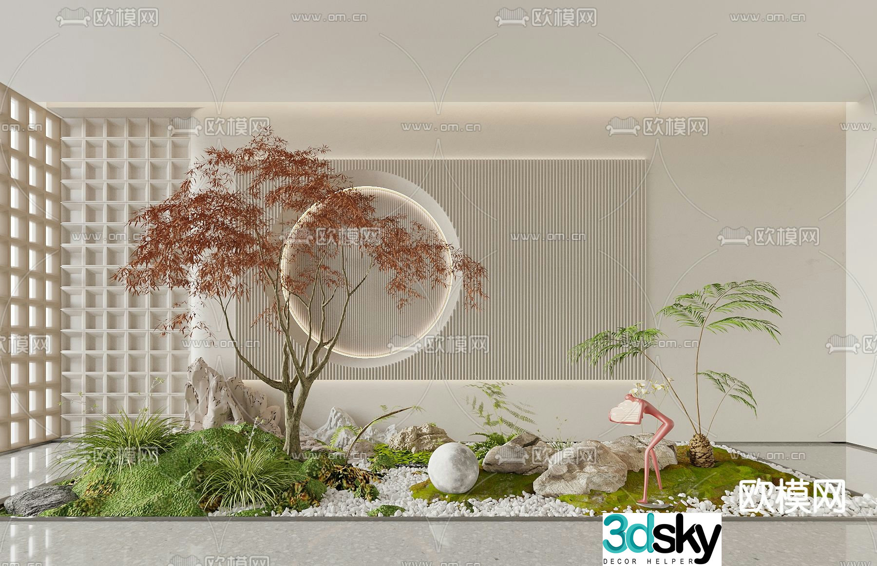 Indoor landscaping plant pile micro terrain 3d model