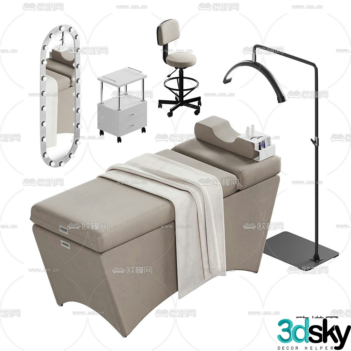 Beauty bed massage bed nursing bed physiotherapy bed 3d model