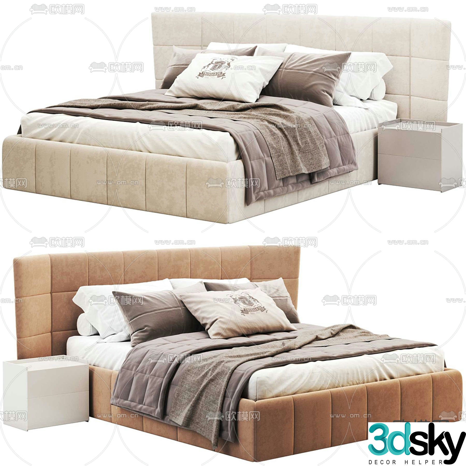 Modern double bed 3d model