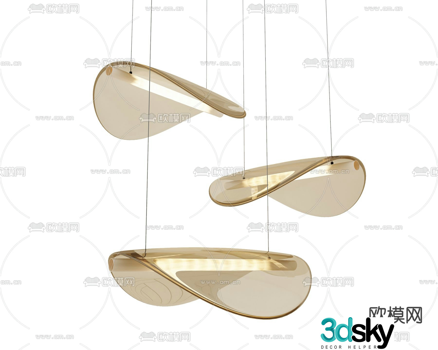 Glass Chandelier Circle Chandelier 3D Model