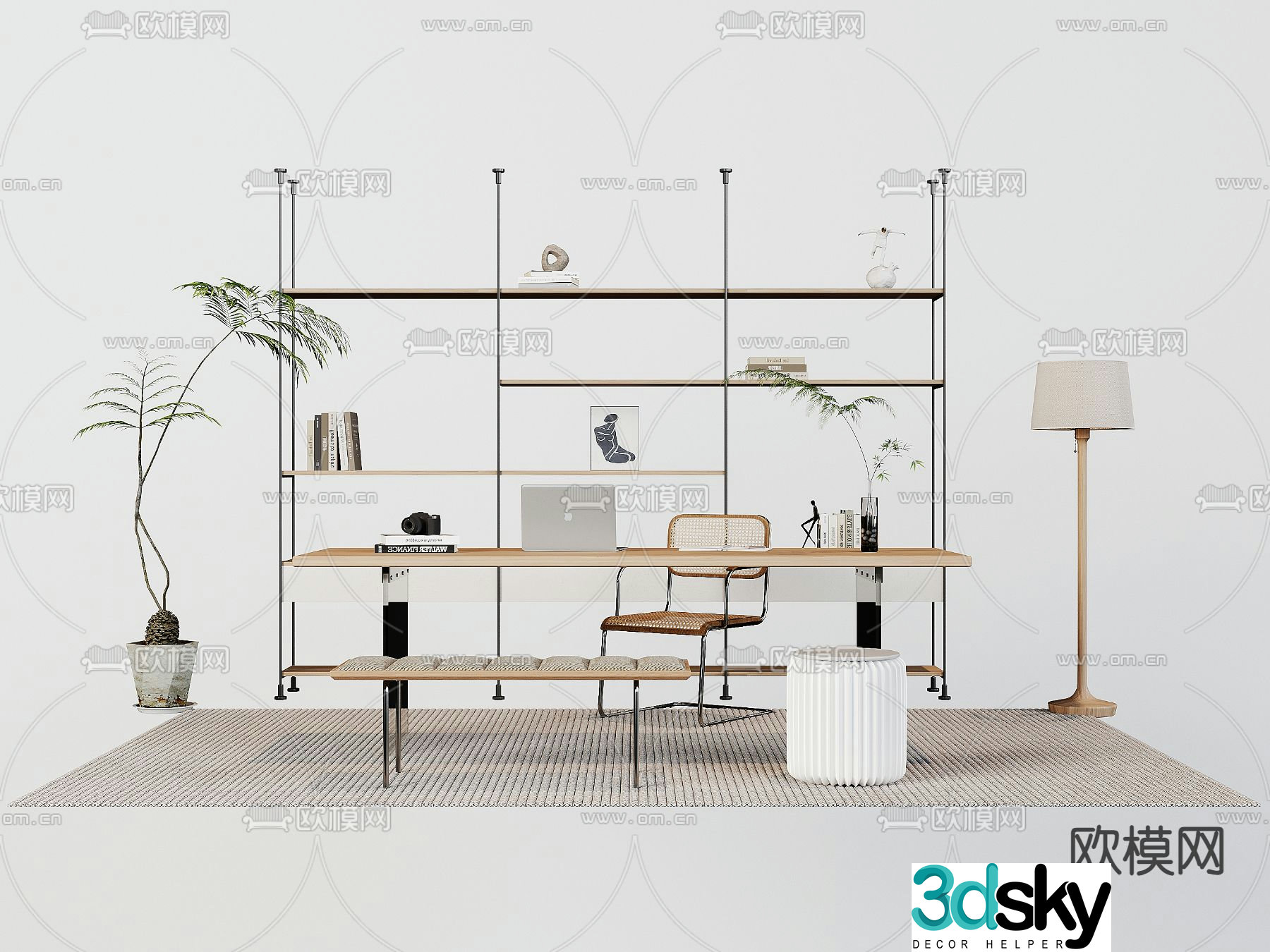 Modern desk writing desk computer desk 3d model